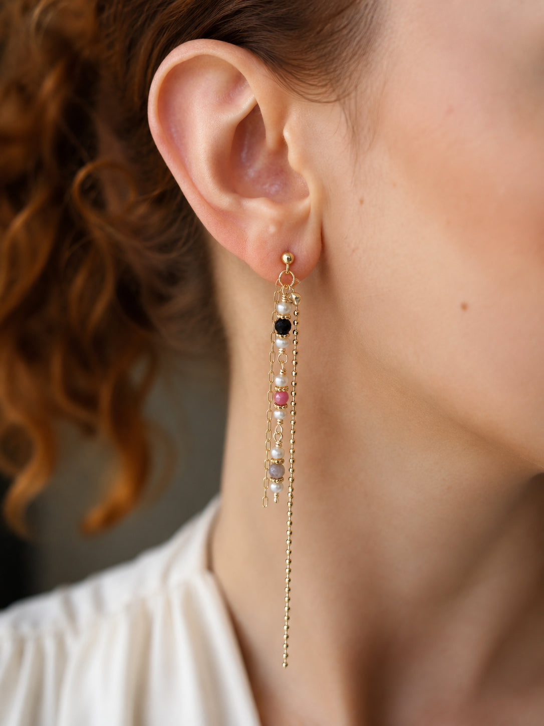 Pearl & Tourmaline Earring