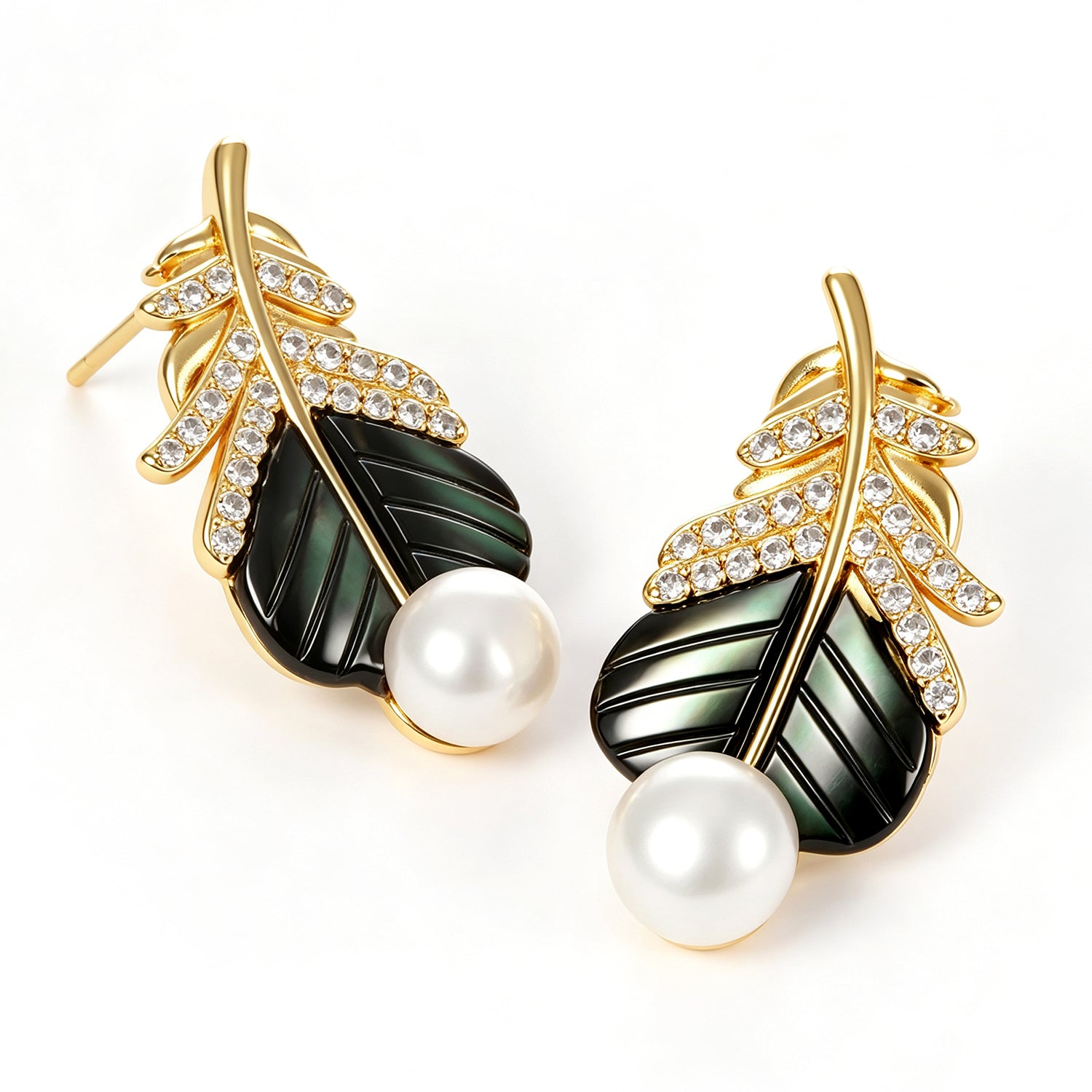 Pearl & Nacre & Zircon Earrig