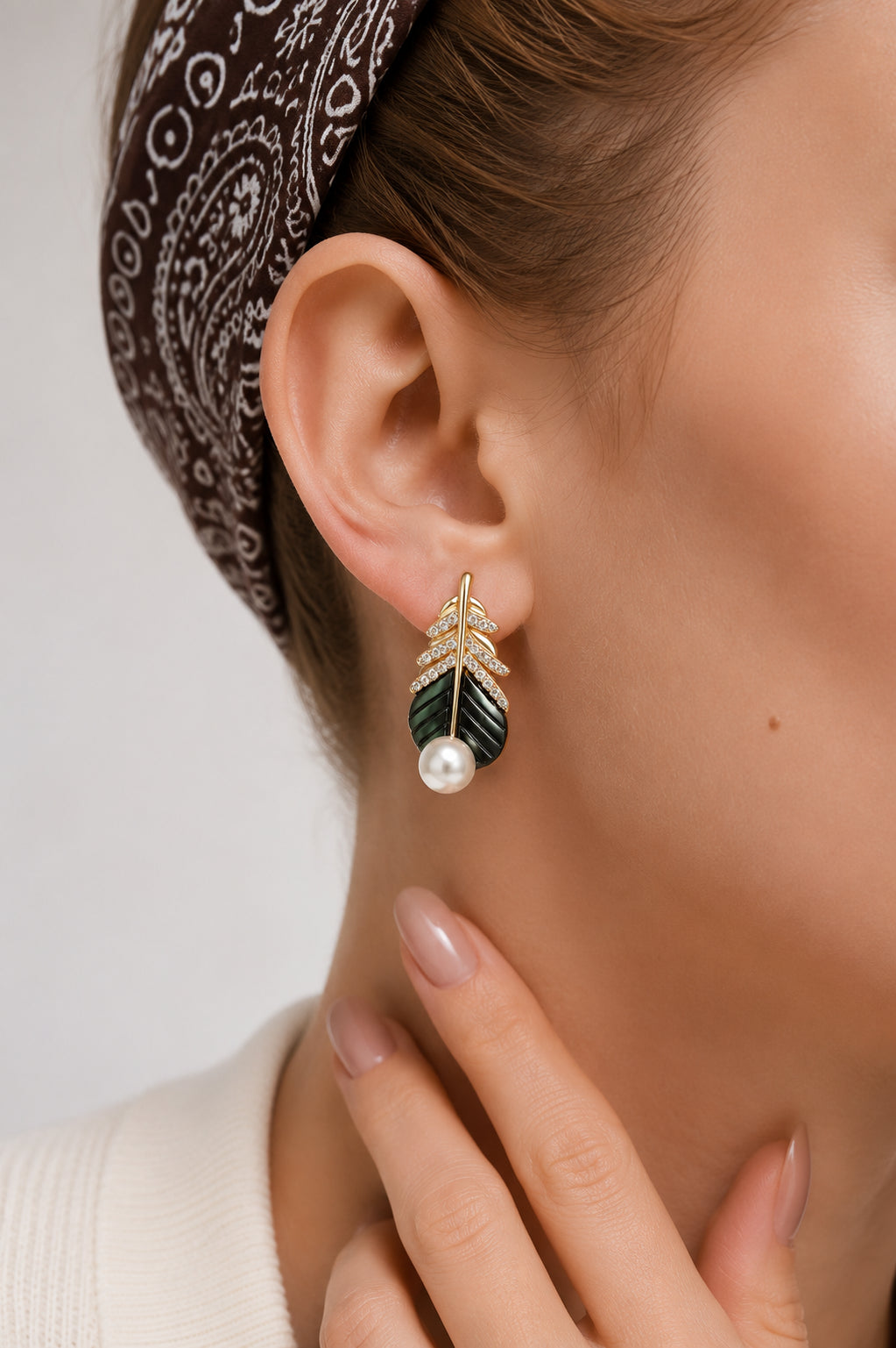 Pearl & Nacre & Zircon Earrig