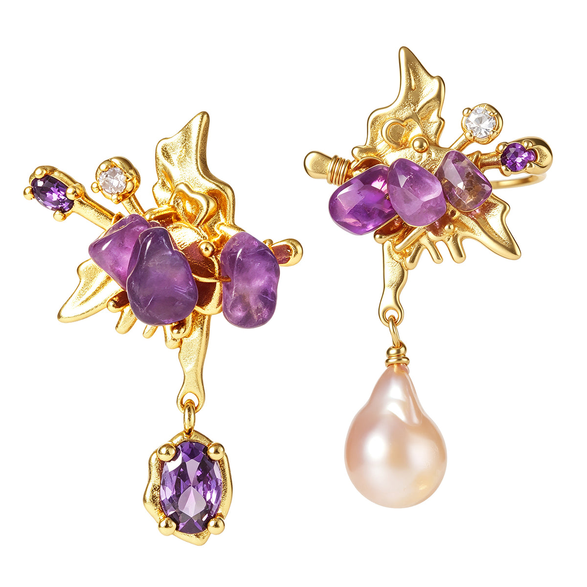 Amethyst & Pearl Earring