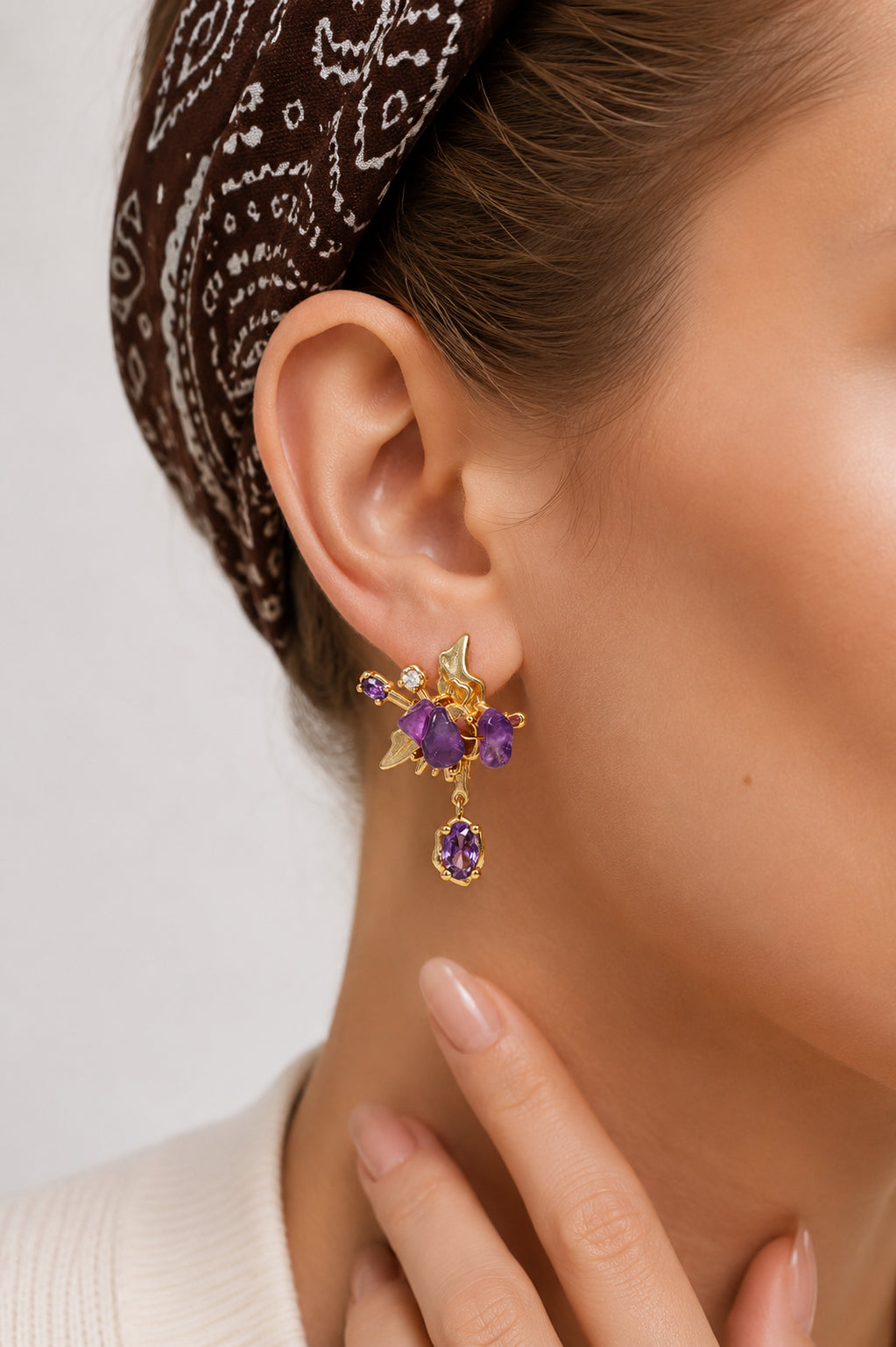 Amethyst & Pearl Earring