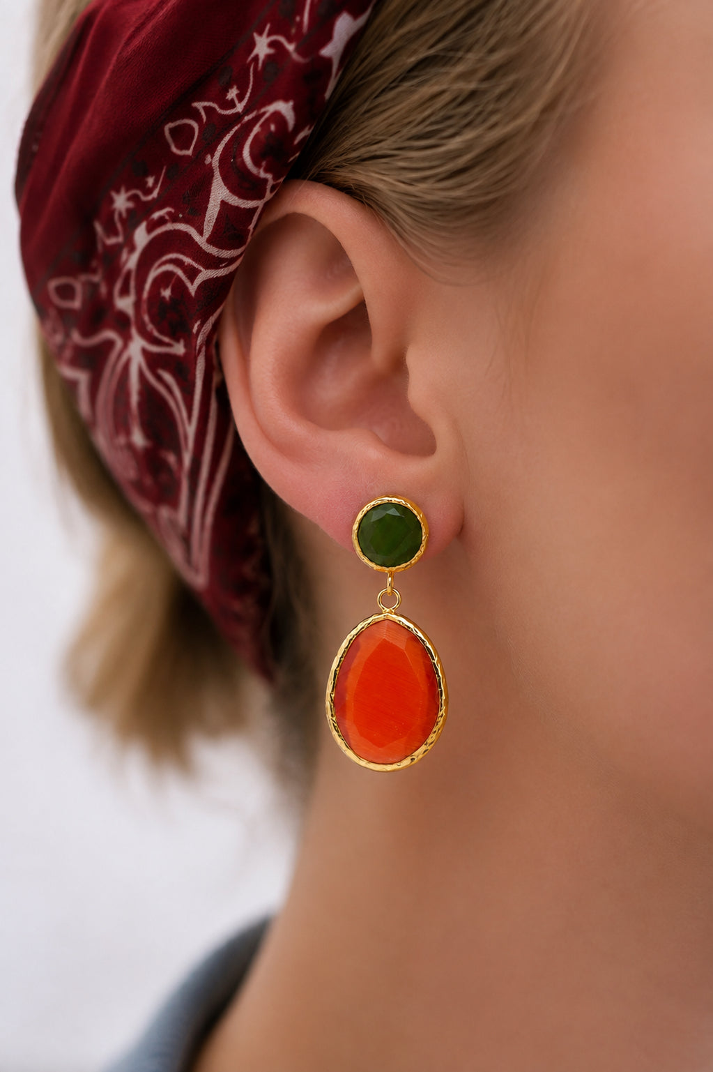 Root Emarel & Cat Eyes Earring
