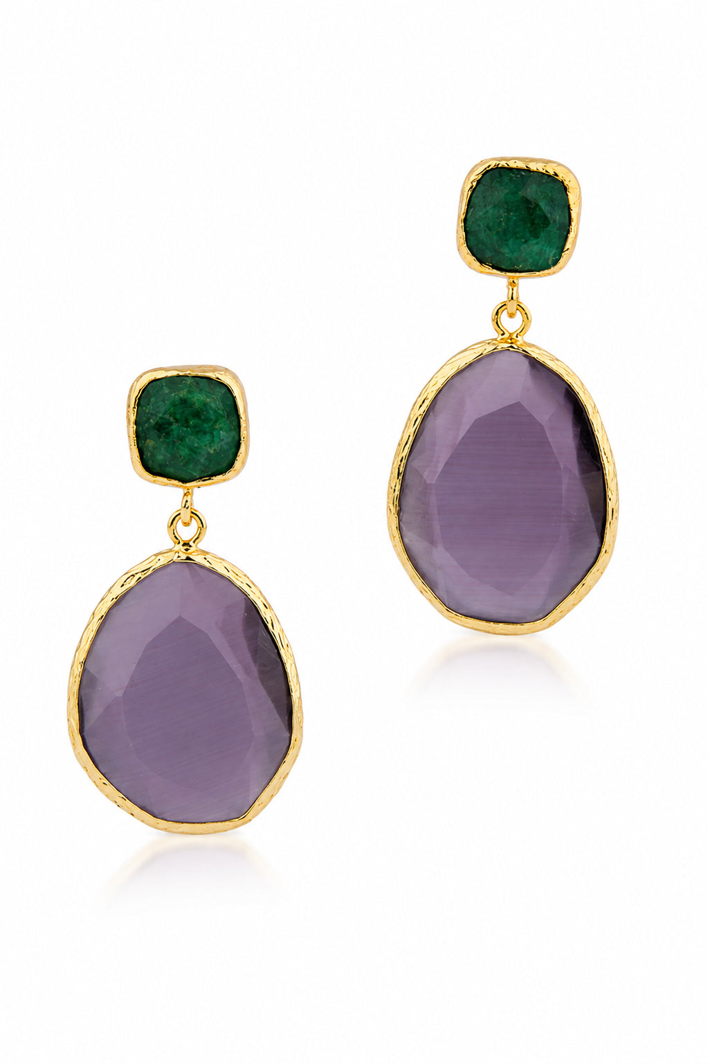 Root Emeral & Cat Eyes Earring