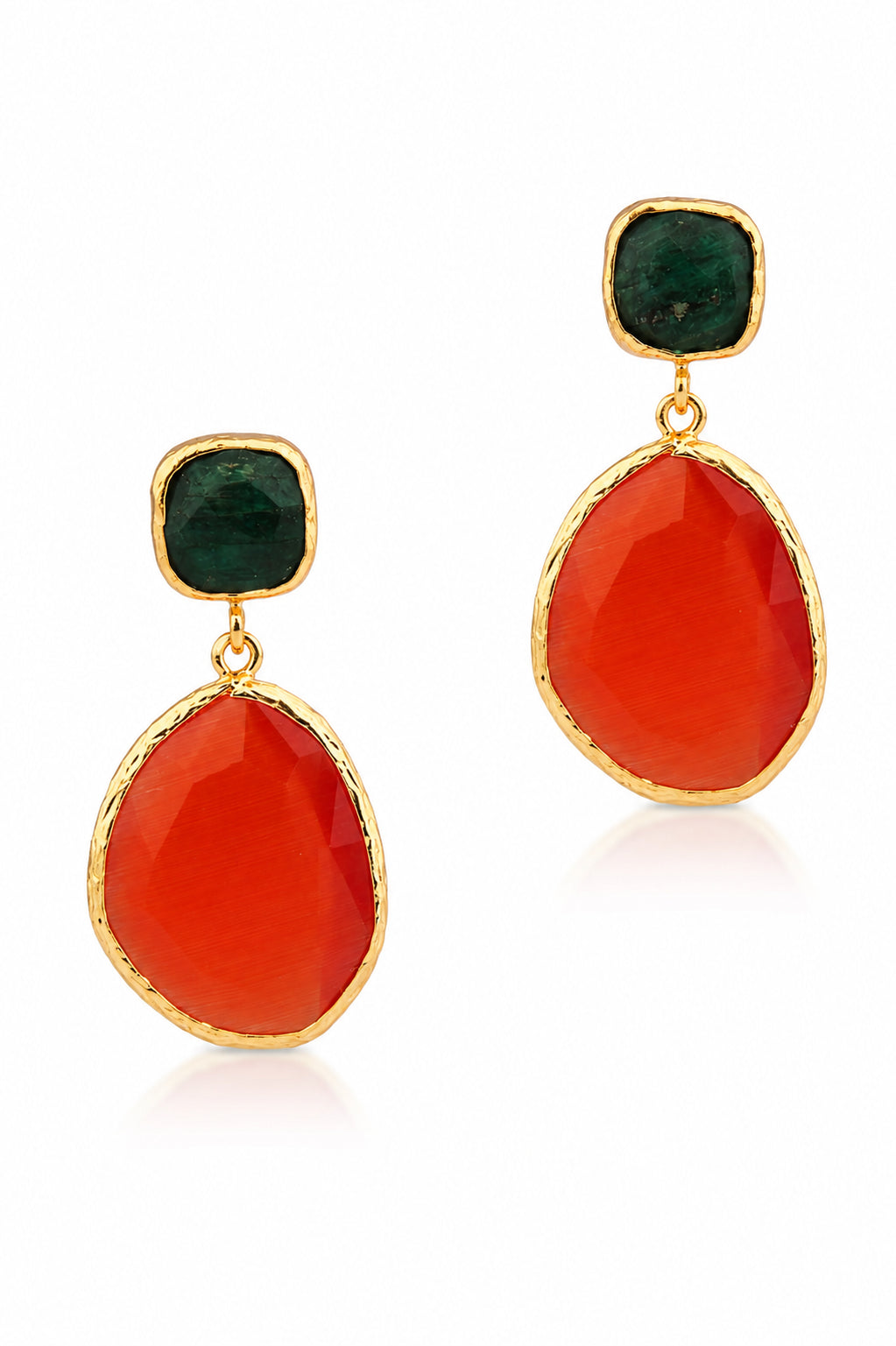 Root Emeral & Cat Eyes Earring