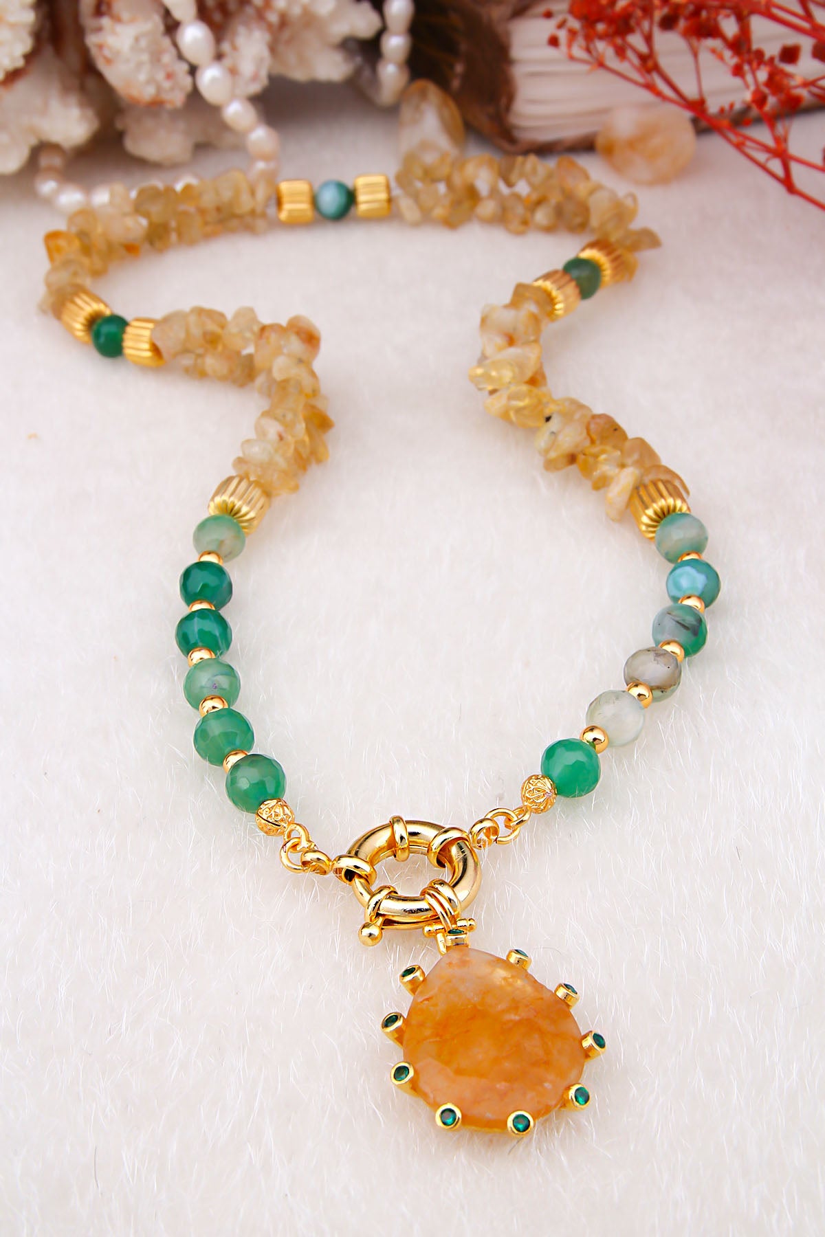 Citrine & Malahite Collier