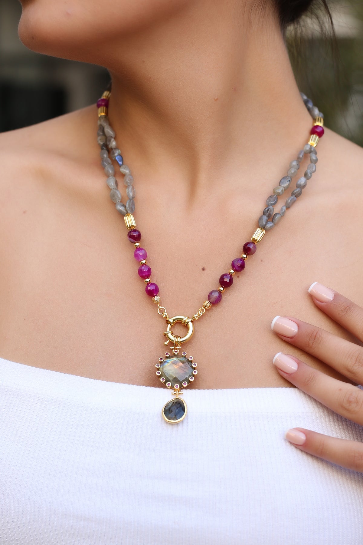Labradorite & Tiger Eyes Collier