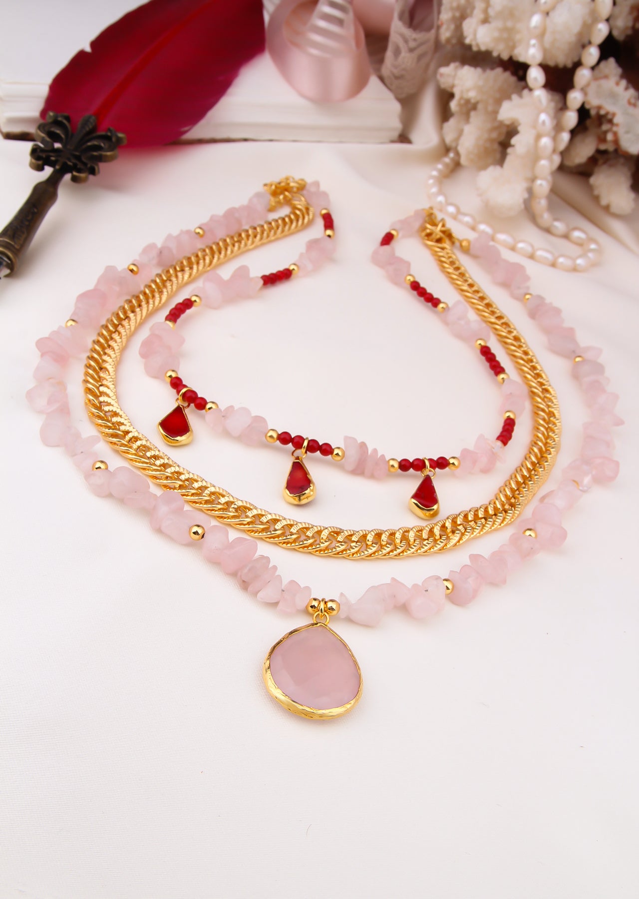 Pink Quartz Collier