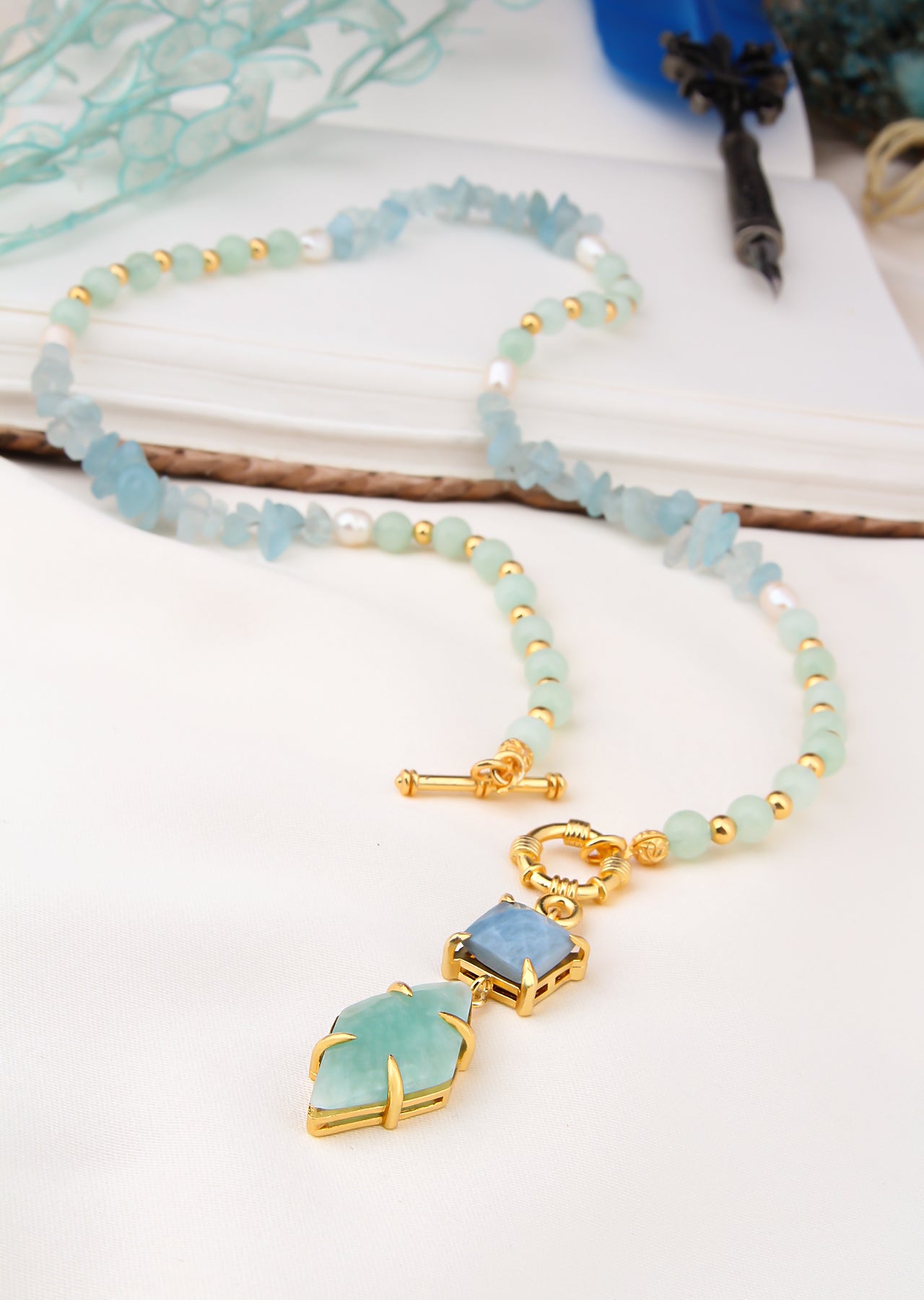 Blue Opal & Amazonite Collier