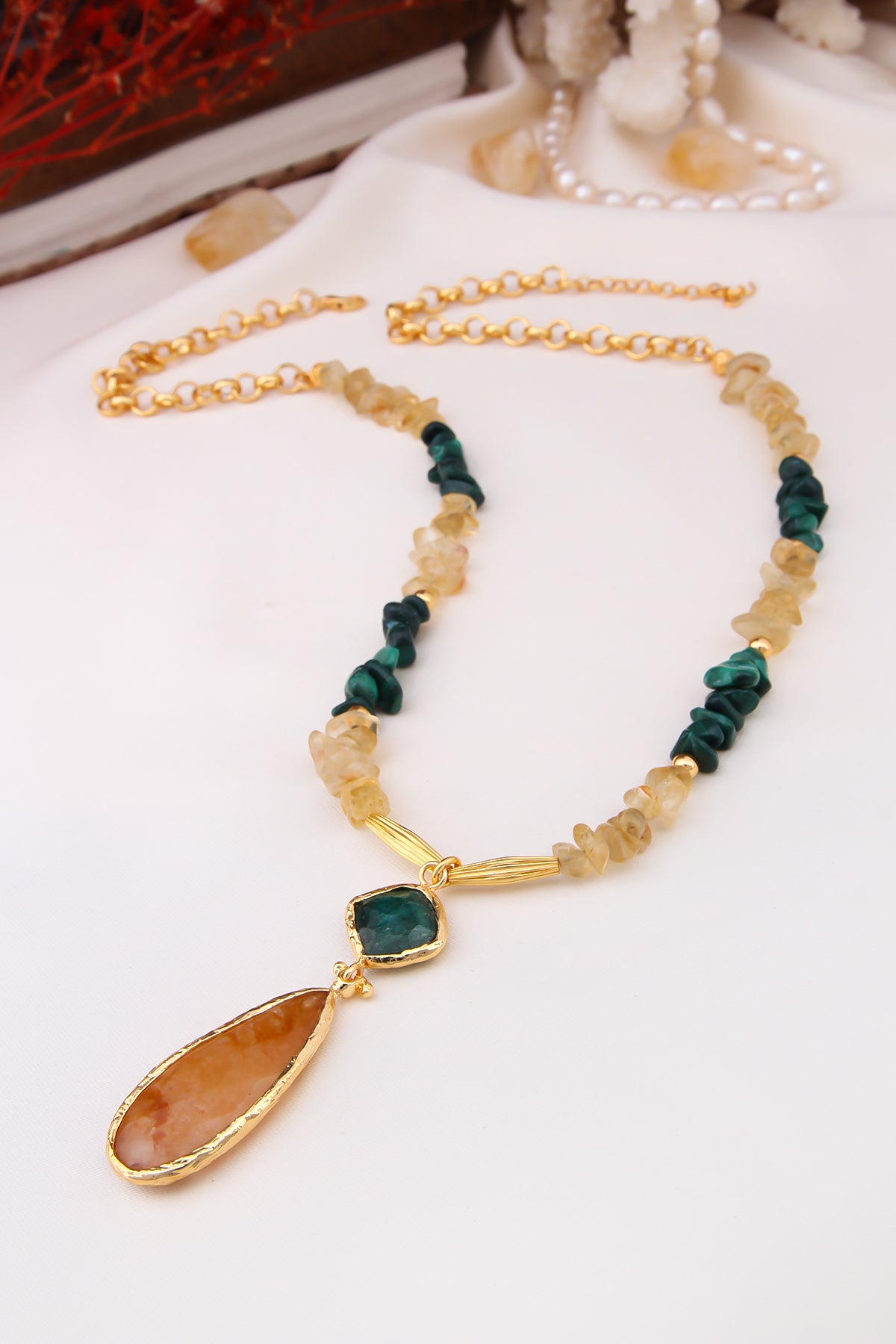 Citrine & Malahite Collier