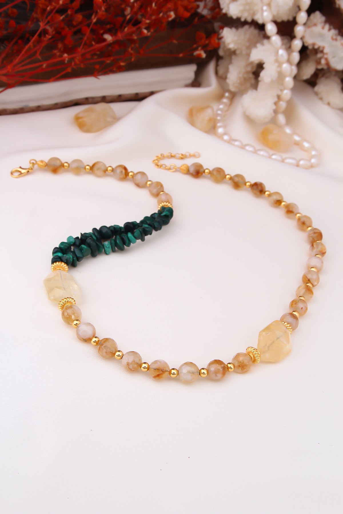 Citrine & Malahite Collier