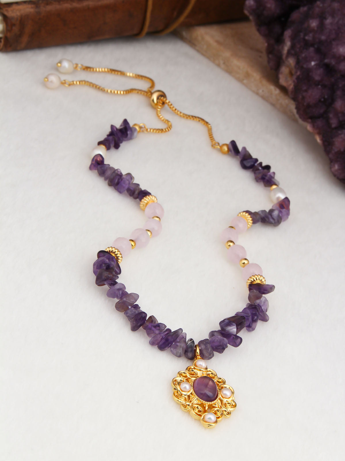 Amethyst & Pink Quartz Collier