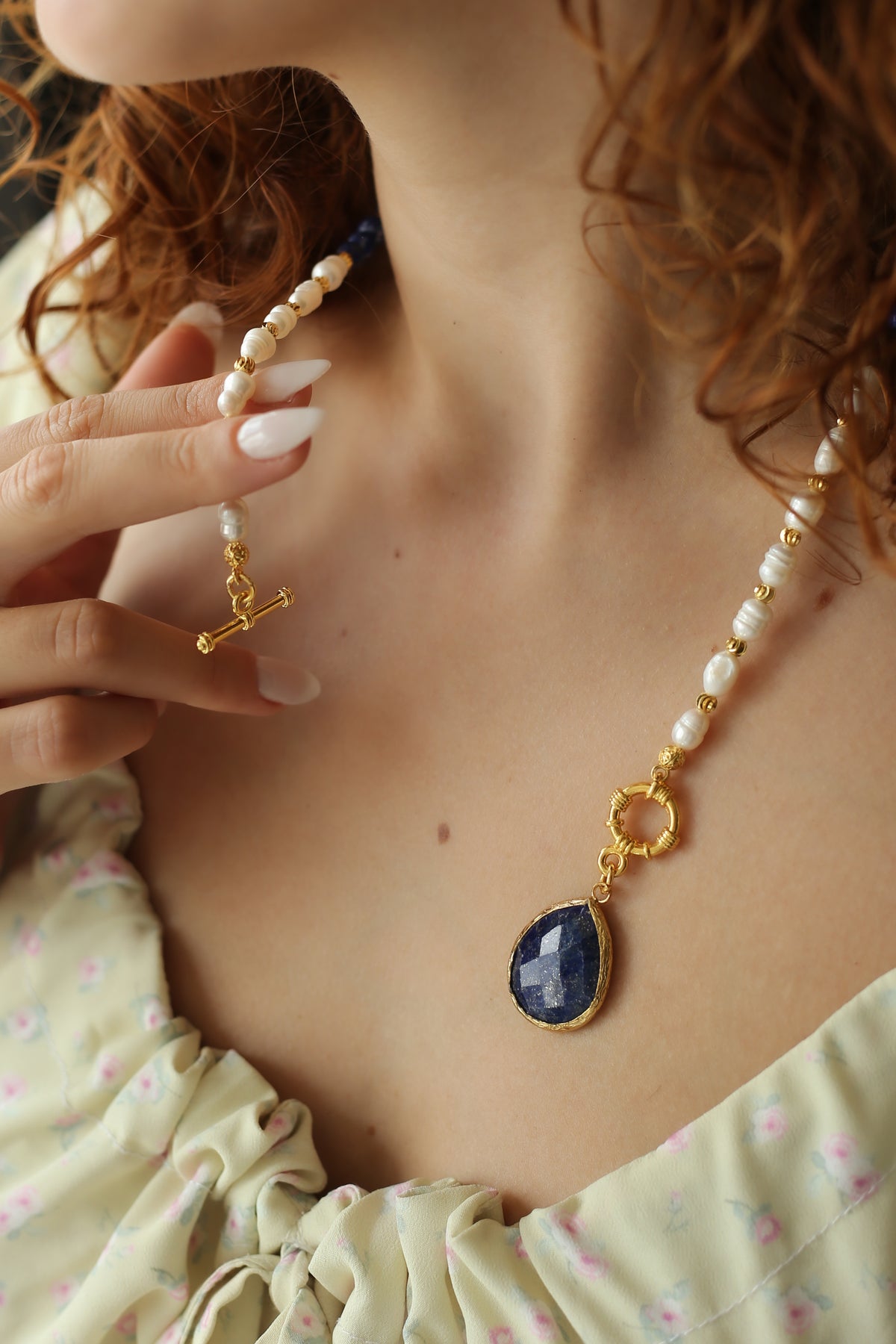 Pearl &amp; Lapis Necklace