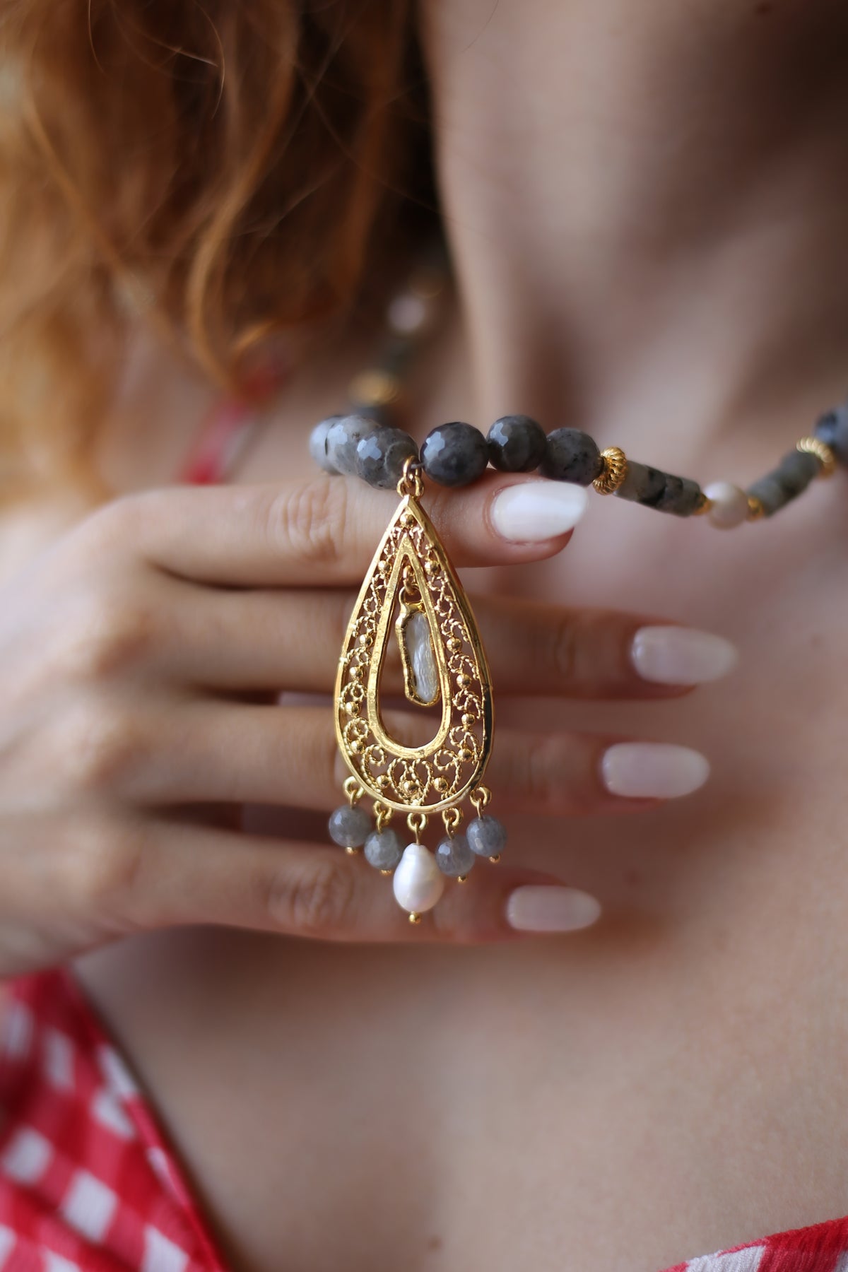 Labradorite & Pearl Collier