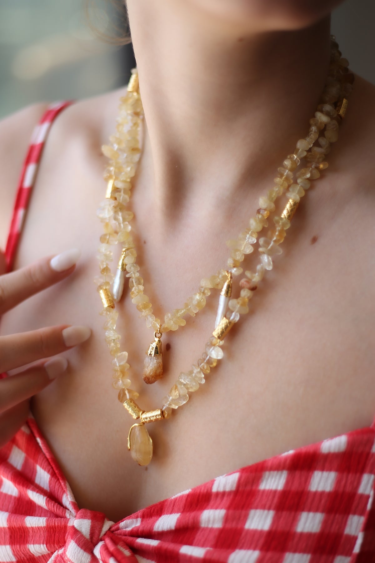 citrine & pearl Necklace