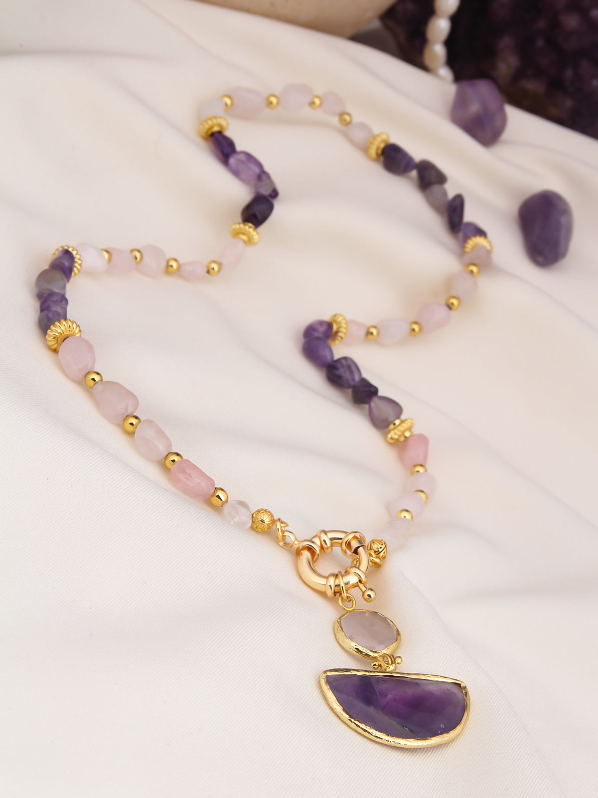 Amethyst & Pink Quartz Collier