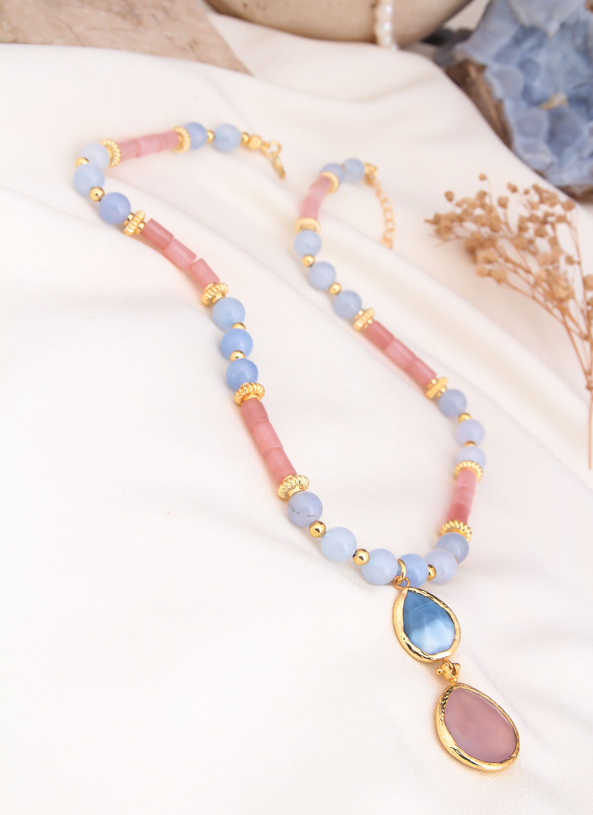 Blue Opal & Pink Quartz Collier