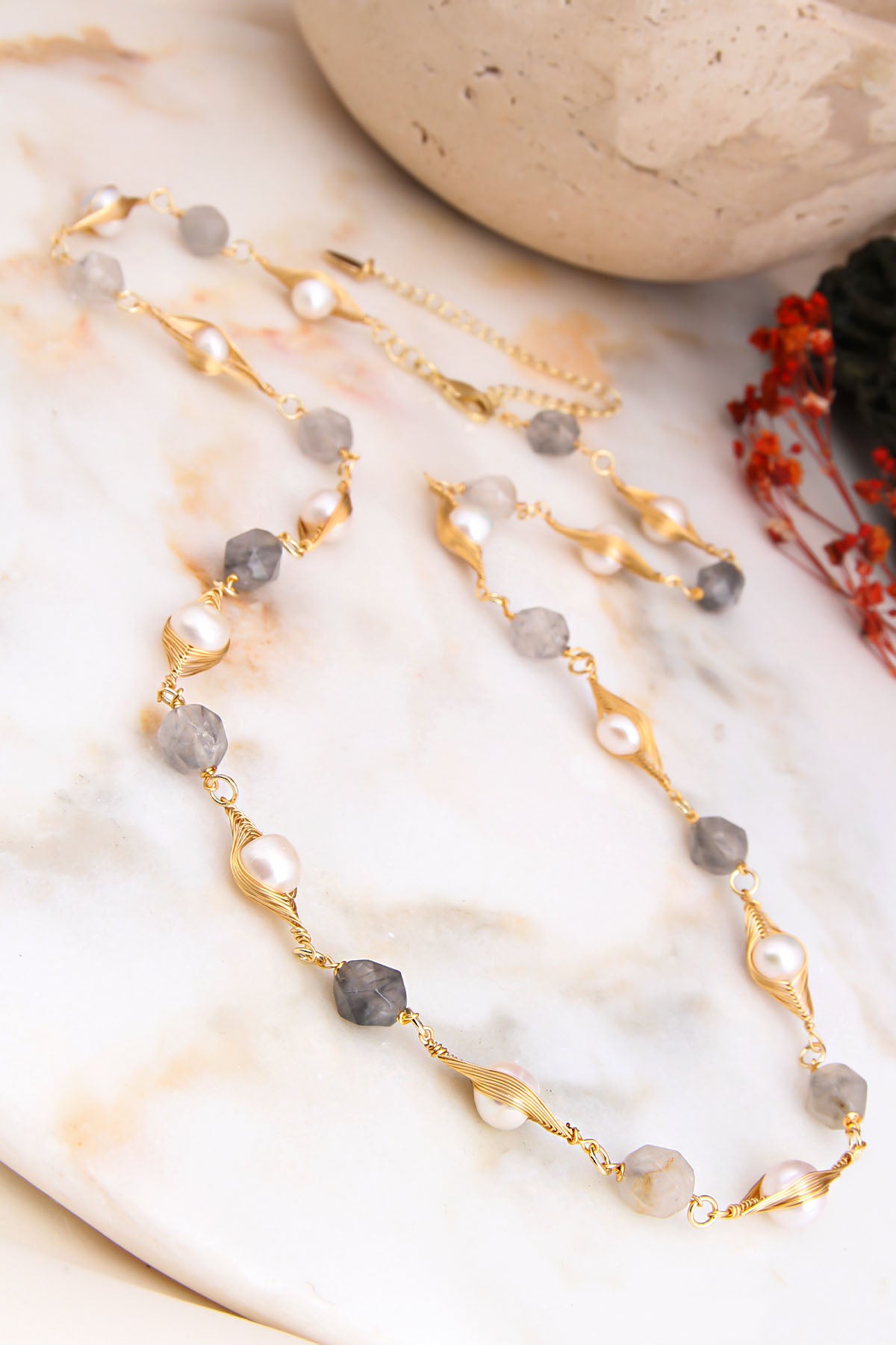 amethsyt & pearl Necklace