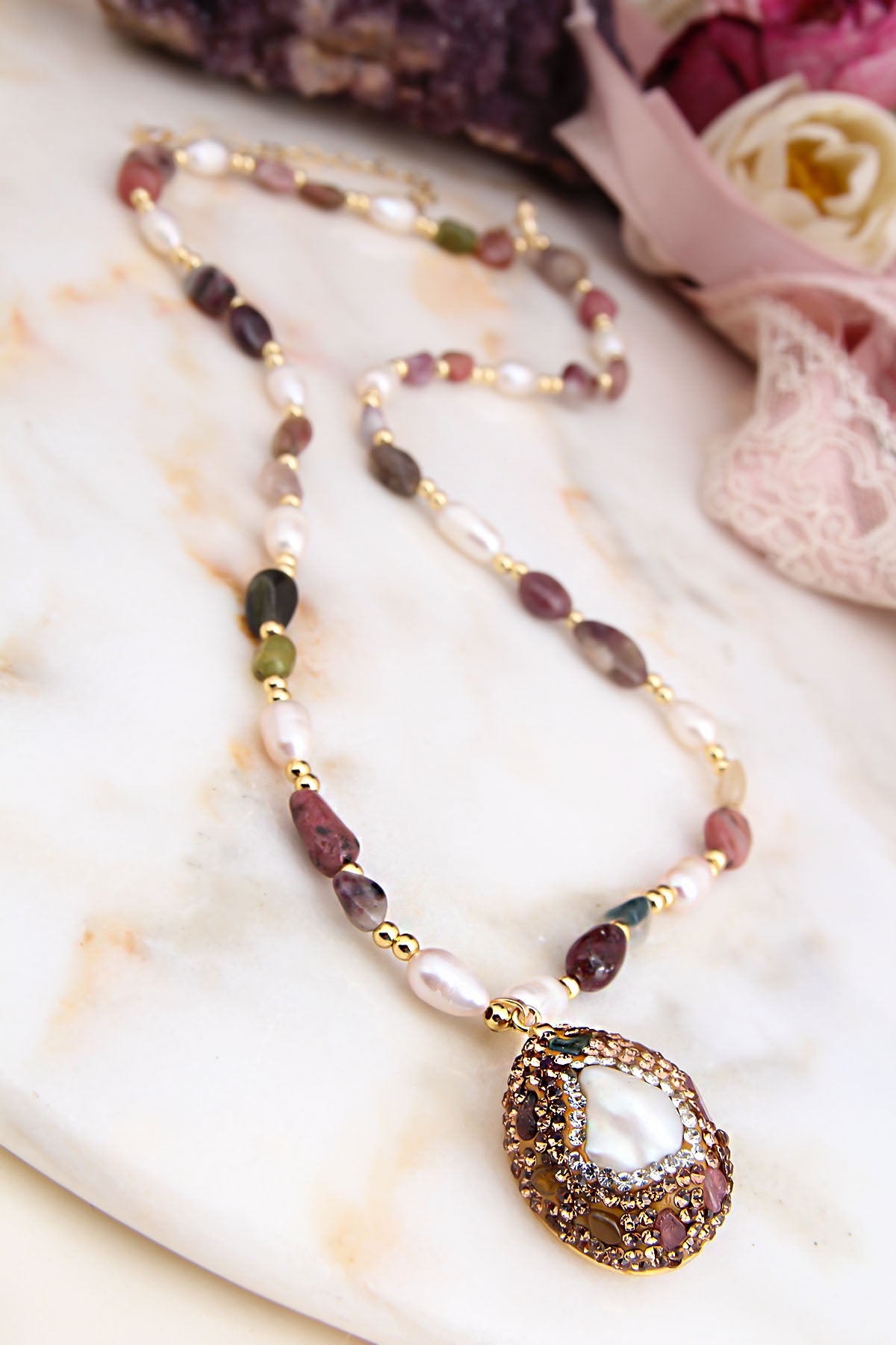 Amethsyt & Pearl Necklace