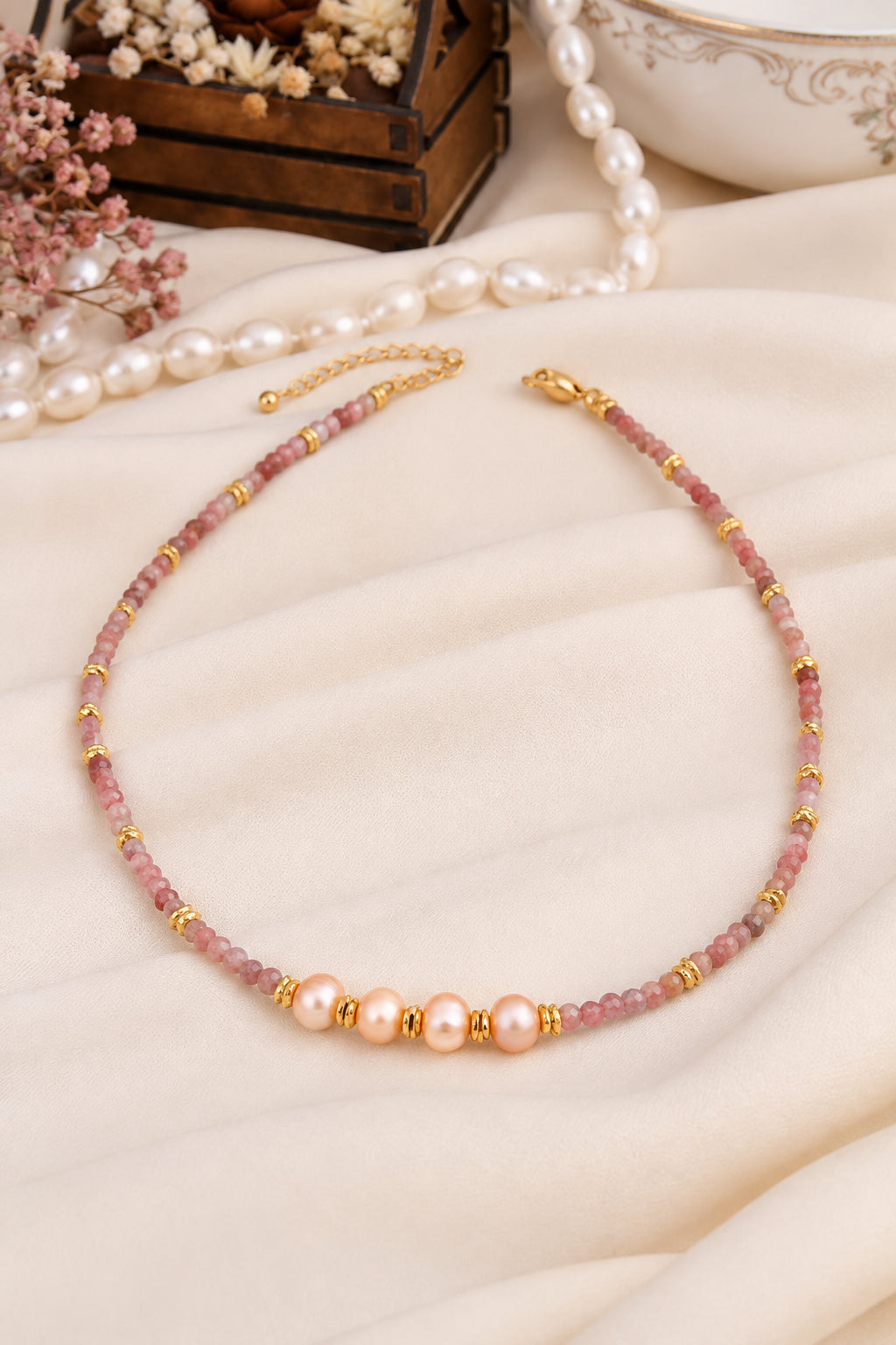 Sun Stone & Pearl Necklace
