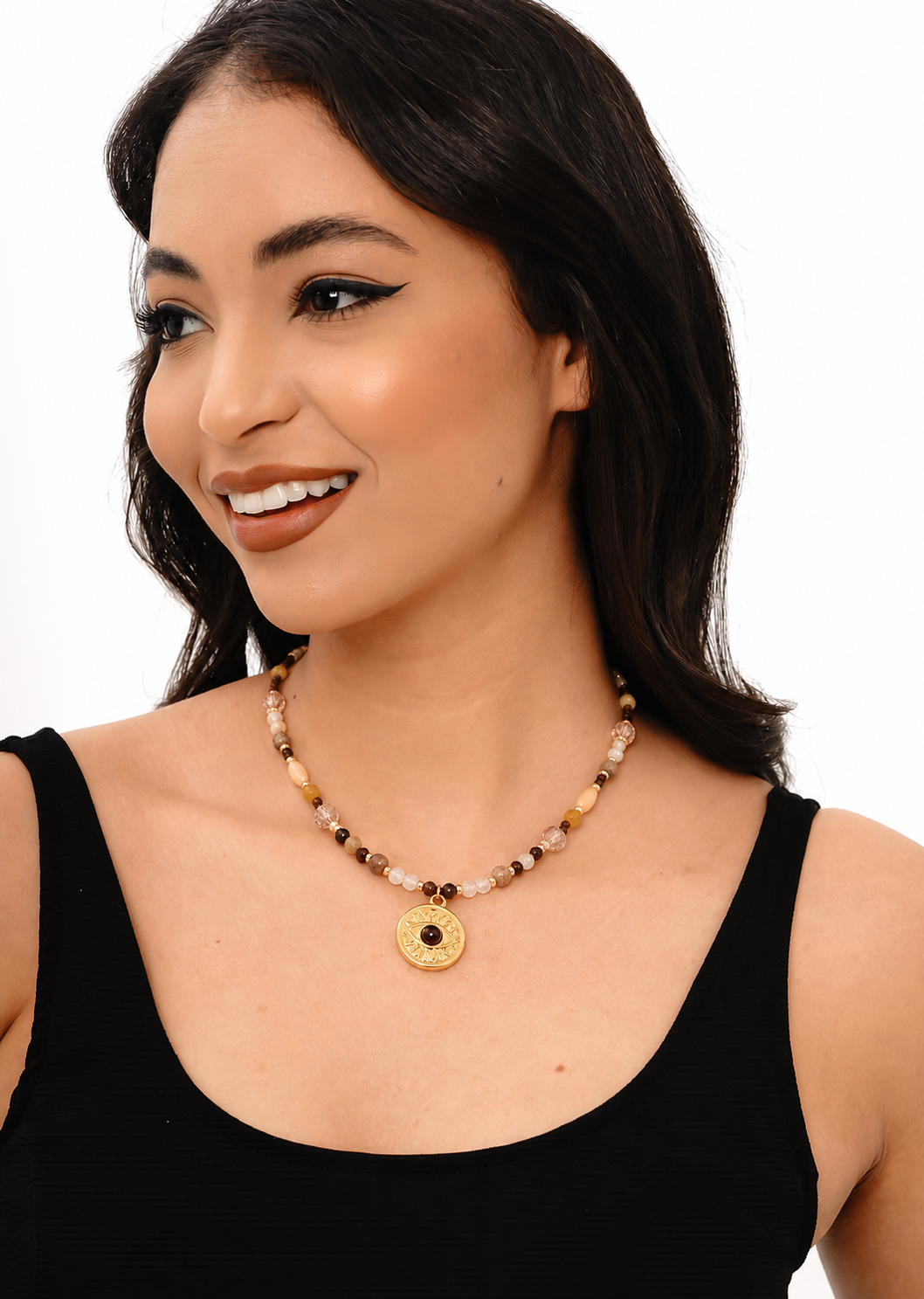 Tiger Eyes & Nacre Necklace