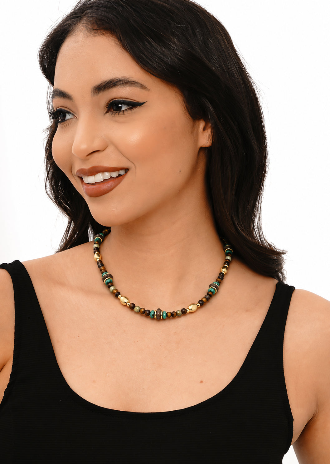 Tiger Eyes & Turquoise Necklace