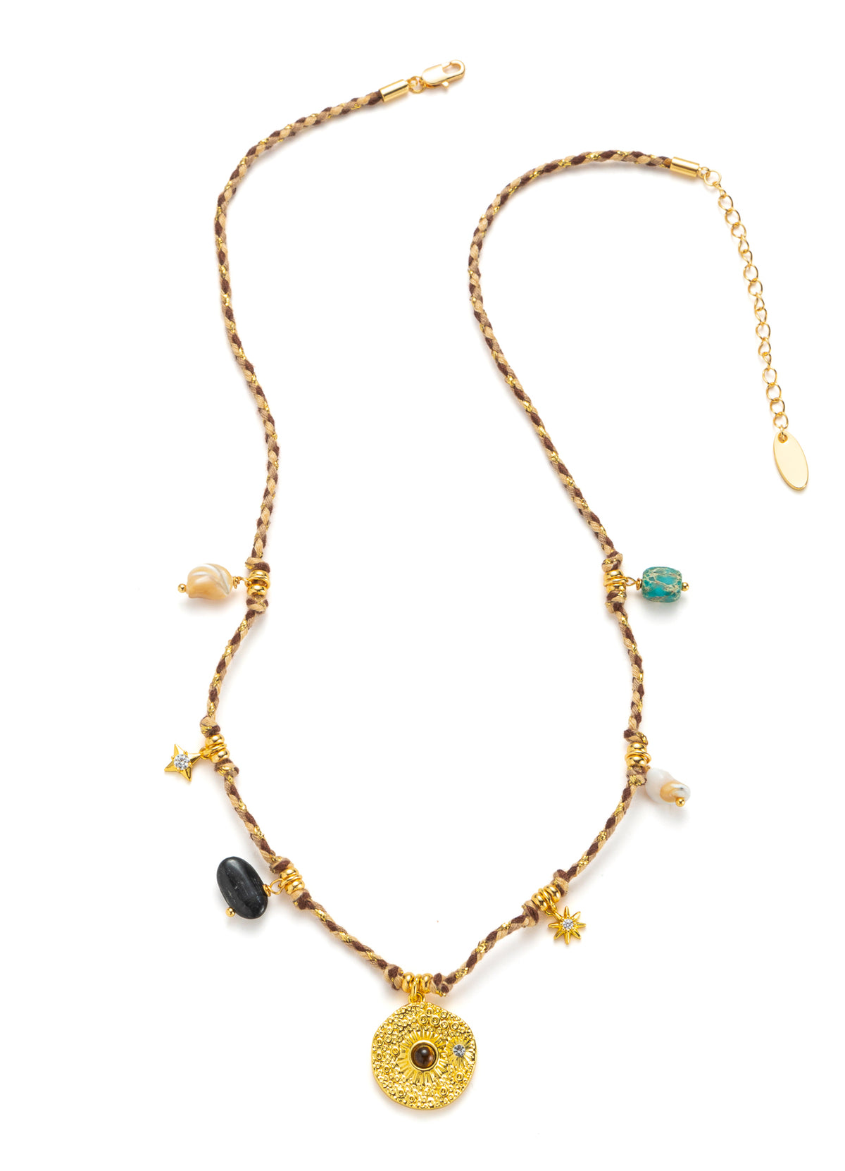 Tiger Eyes & Brown Necklace