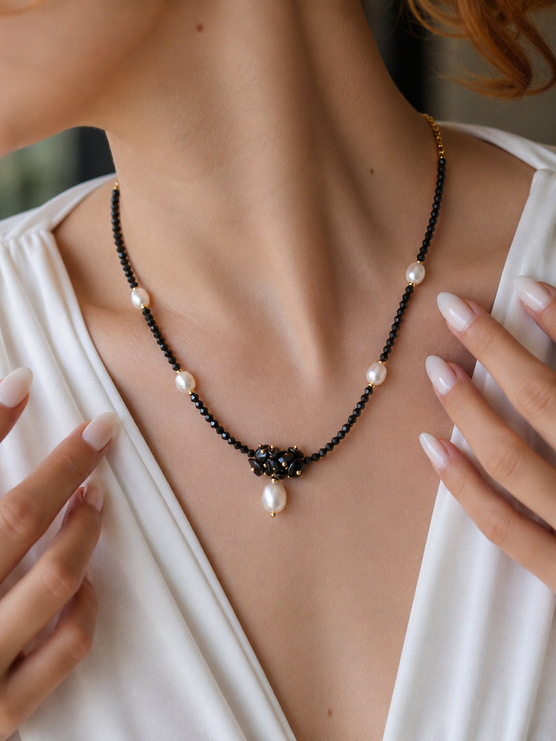 Pearl & Onix Necklace