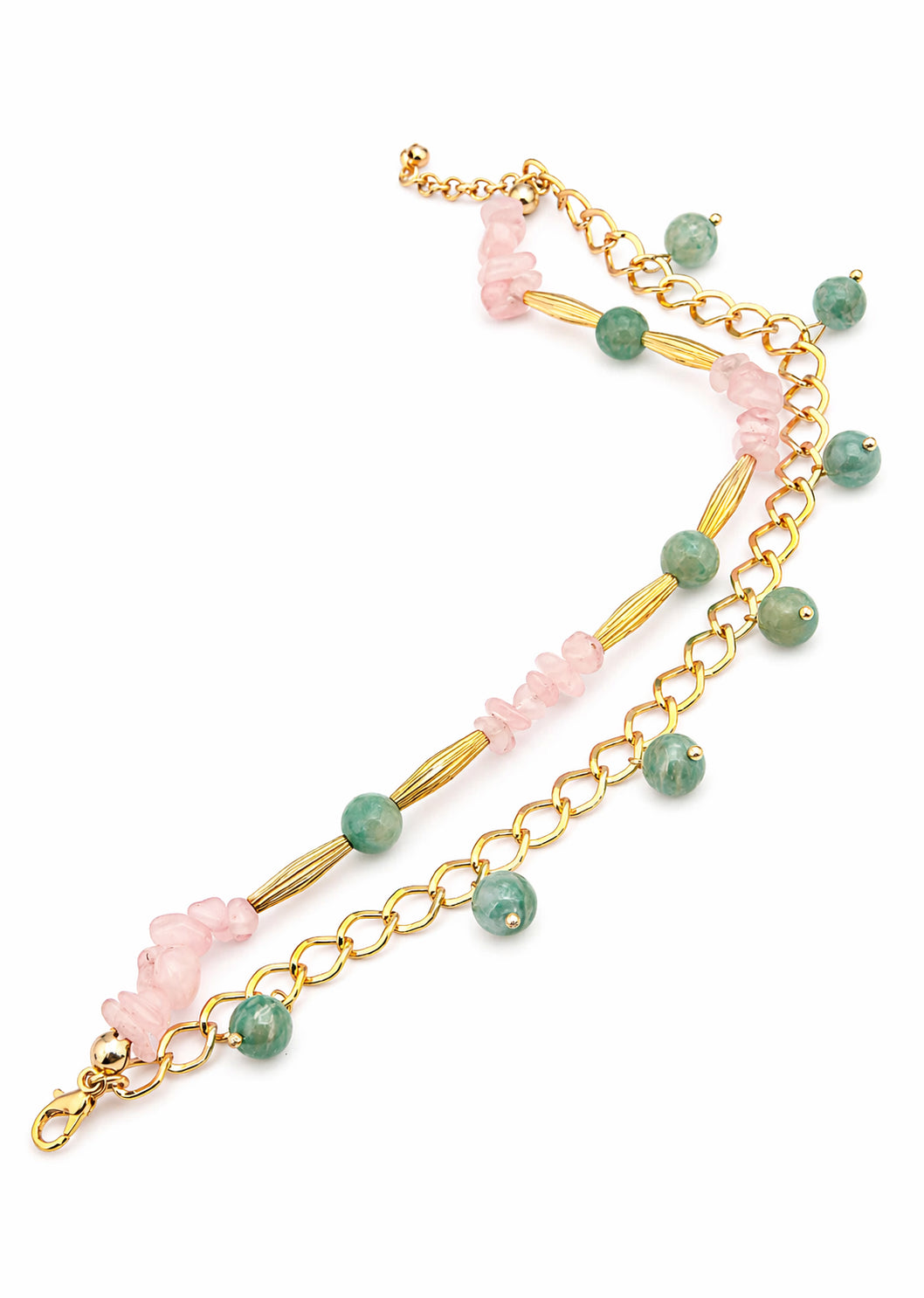 Turquoise & Pink Quartz Anklet