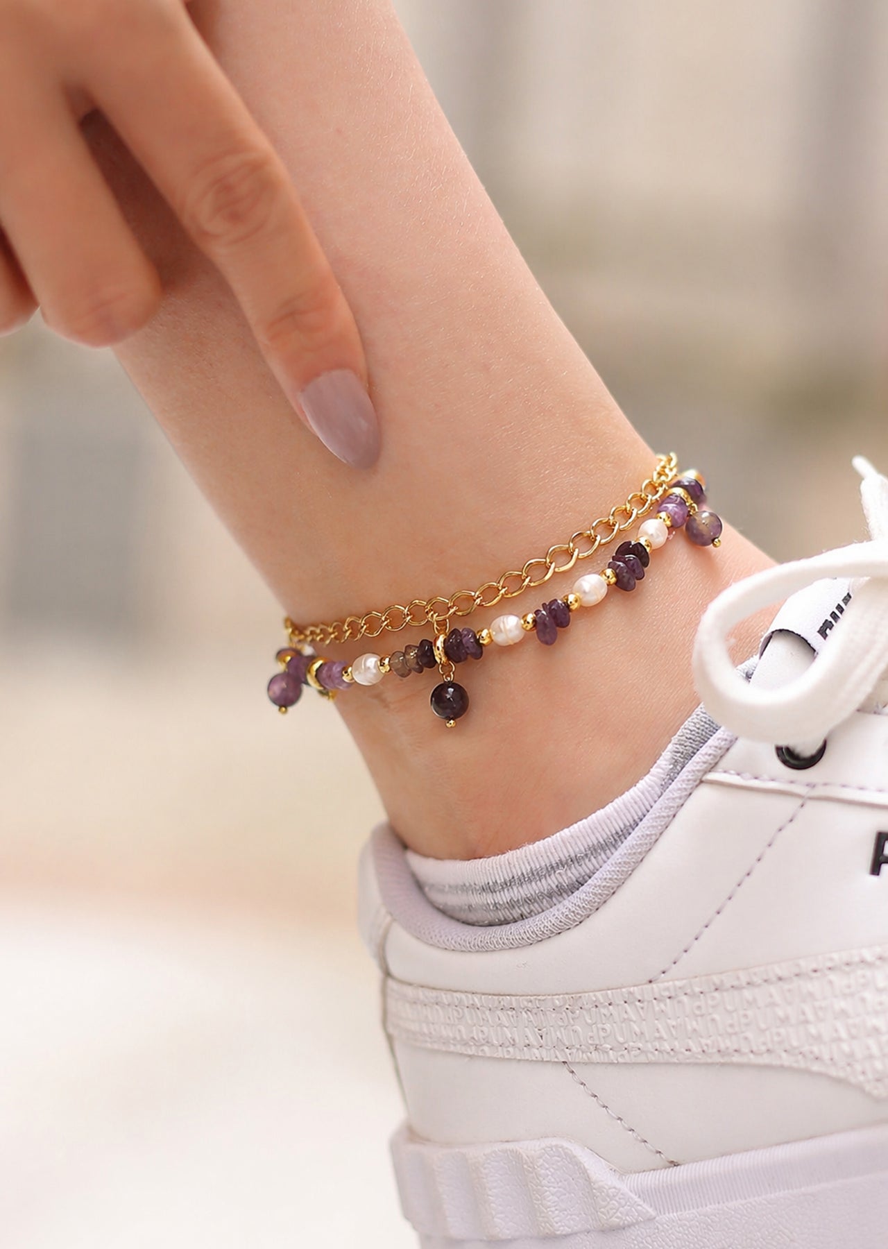 Amethyst Anklet