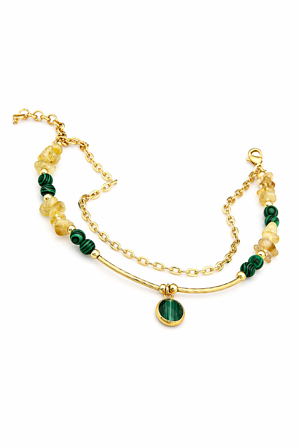Citrine & Malahite Anklet