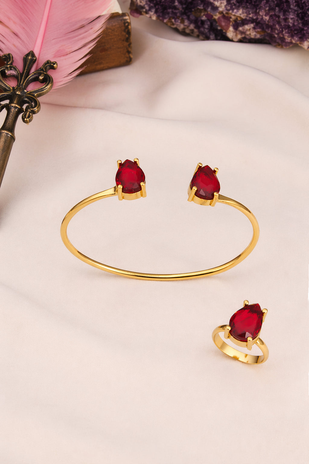 Zircon Bracelet Ring Set