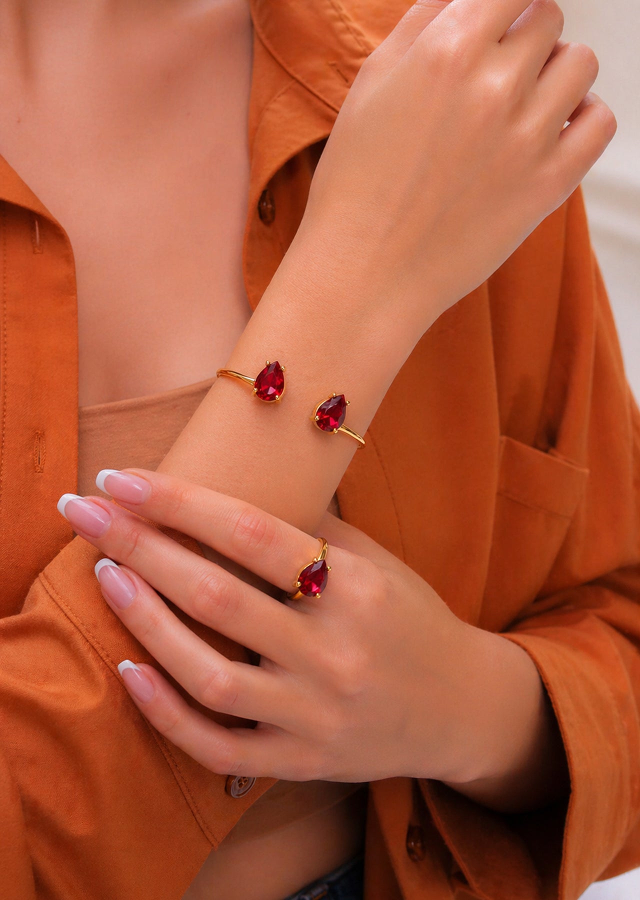 Zircon Bracelet Ring Set