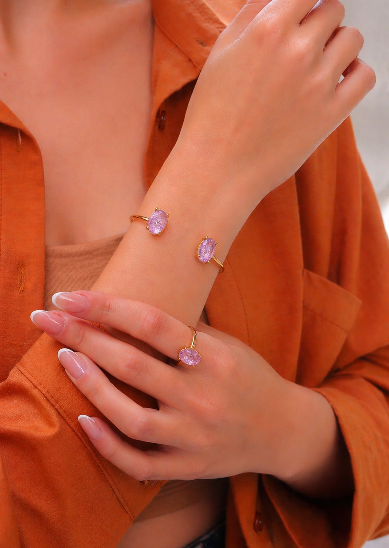 Zircon Bracelet Ring Set