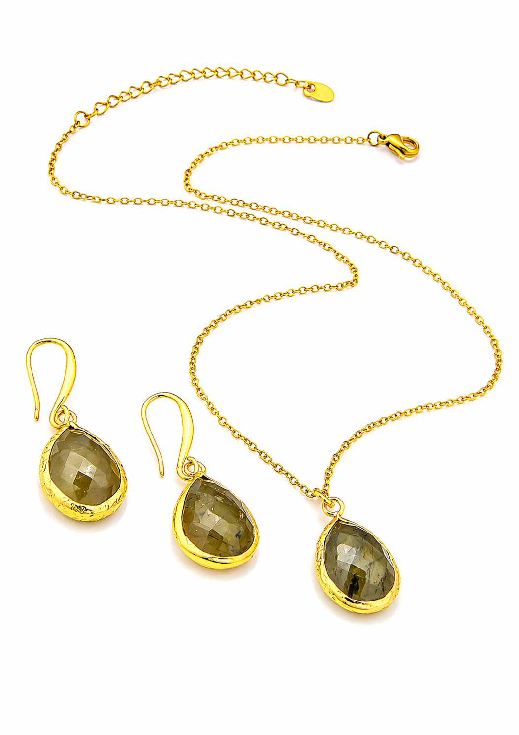 Prehnite Necklace & Earring Set