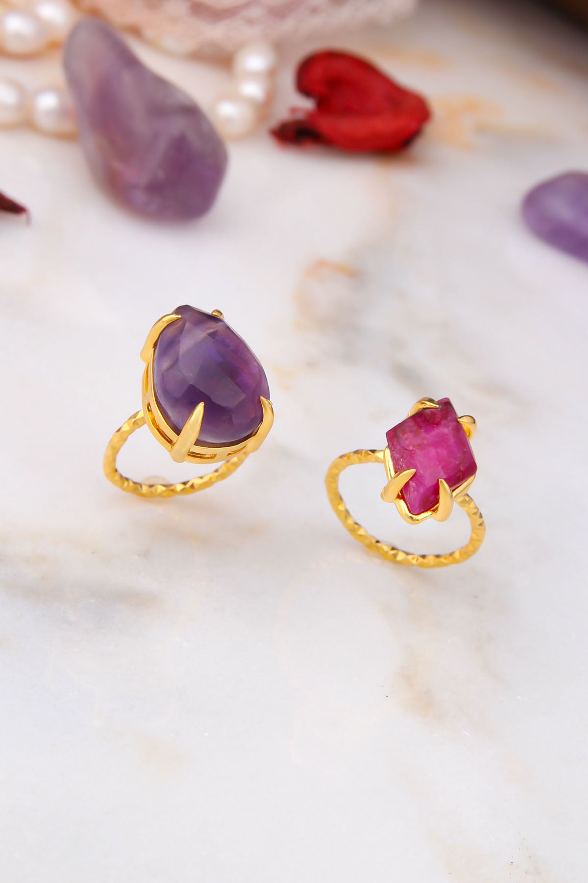 Amethyst & Agate Bagues