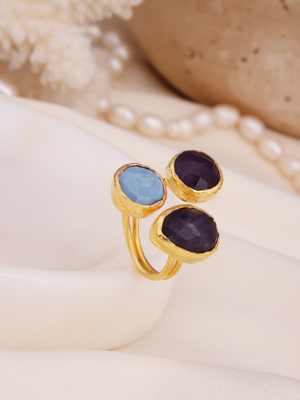Amethyst & Blue Opal Bague