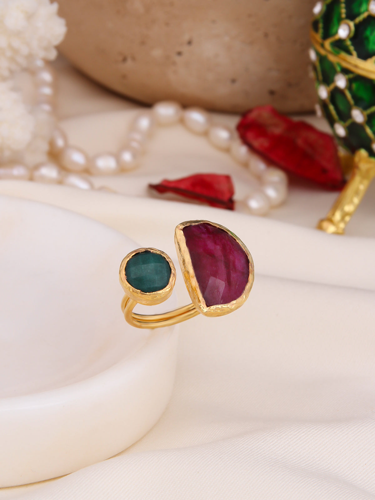 Agate & Rodanhite Bague