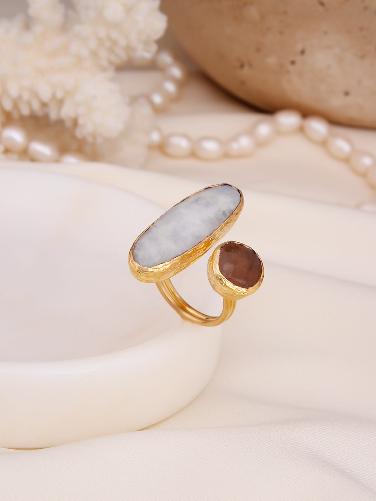 Moonstone & Citrine Bague