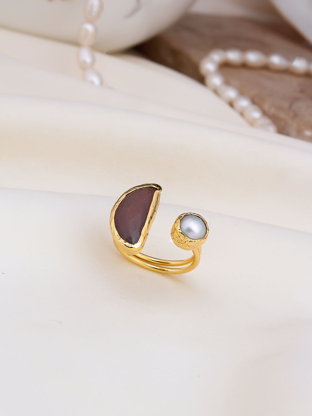 Pearl & Sunstone Bague