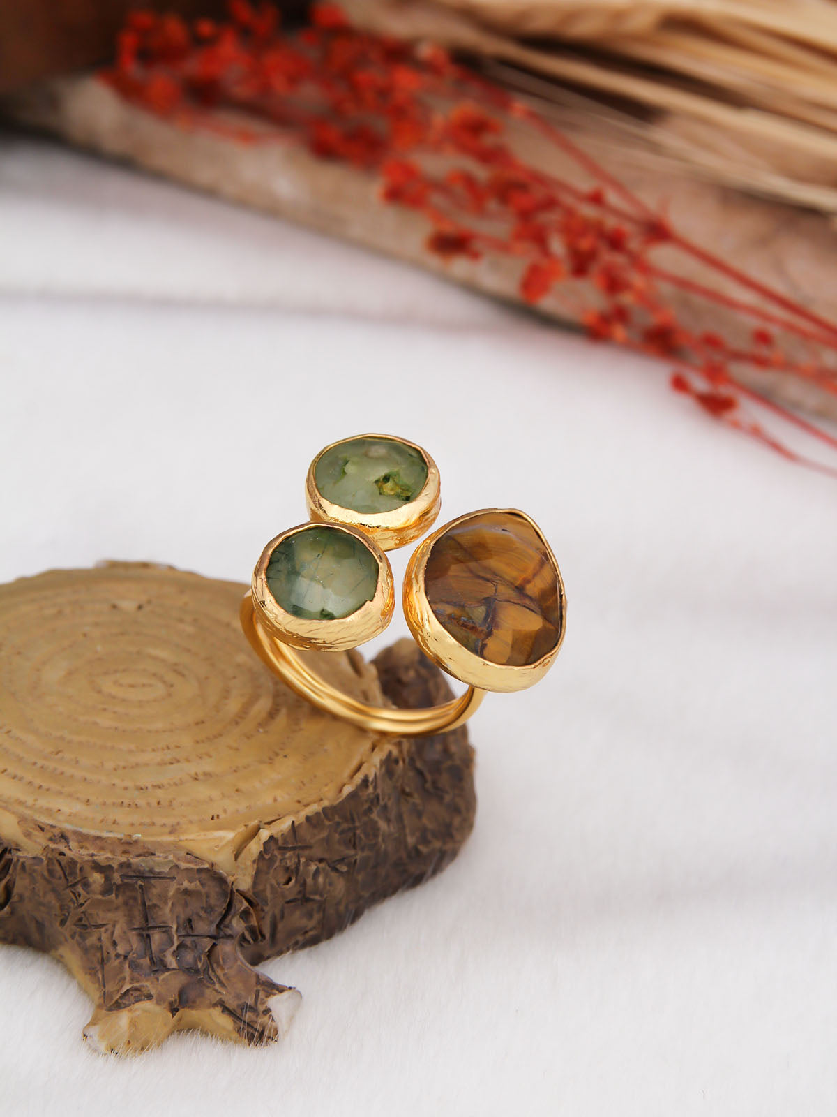 Agate & Lapis & Rodanhite Bague