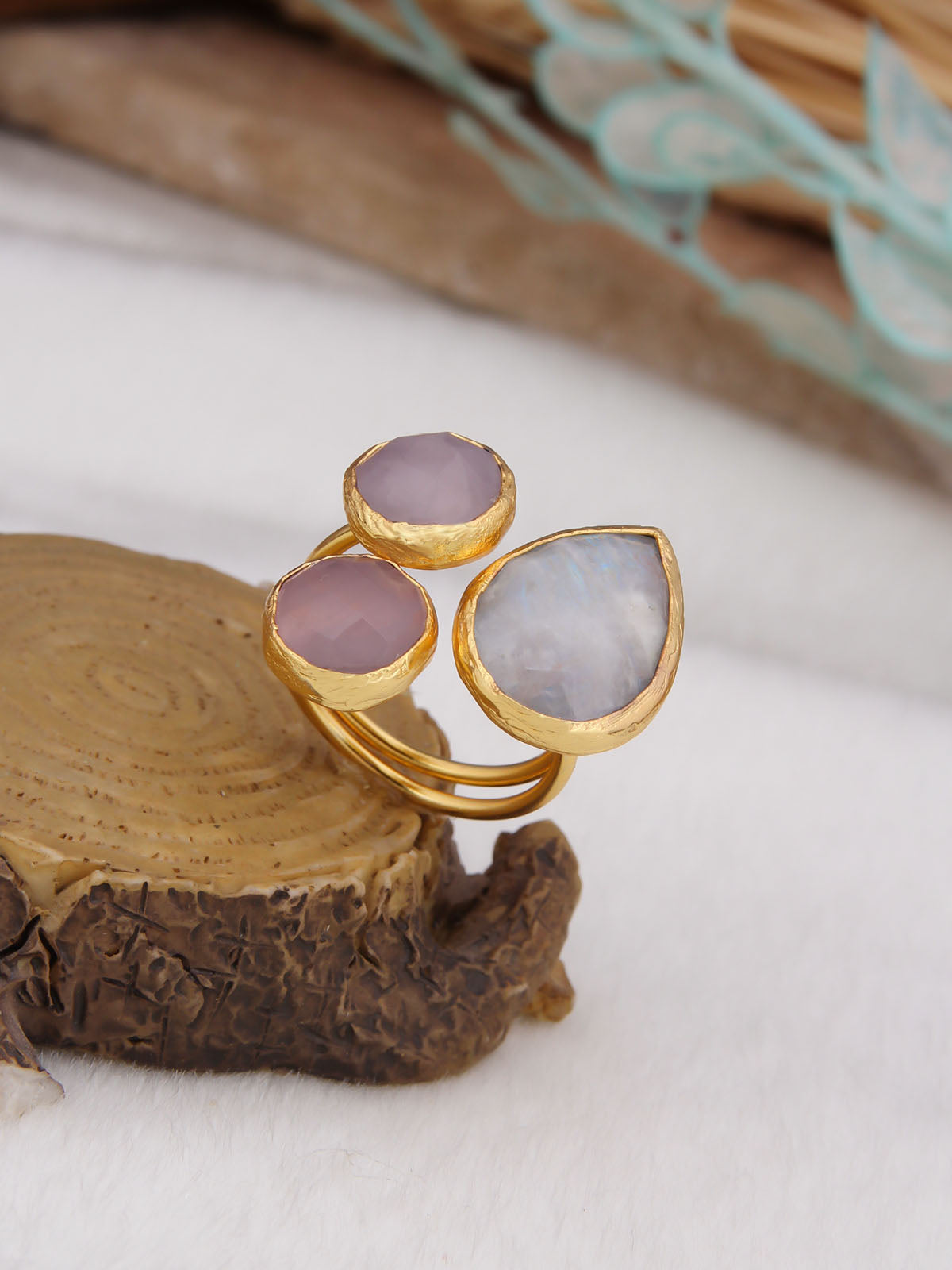 Pink Quartz & Moonstone Bague