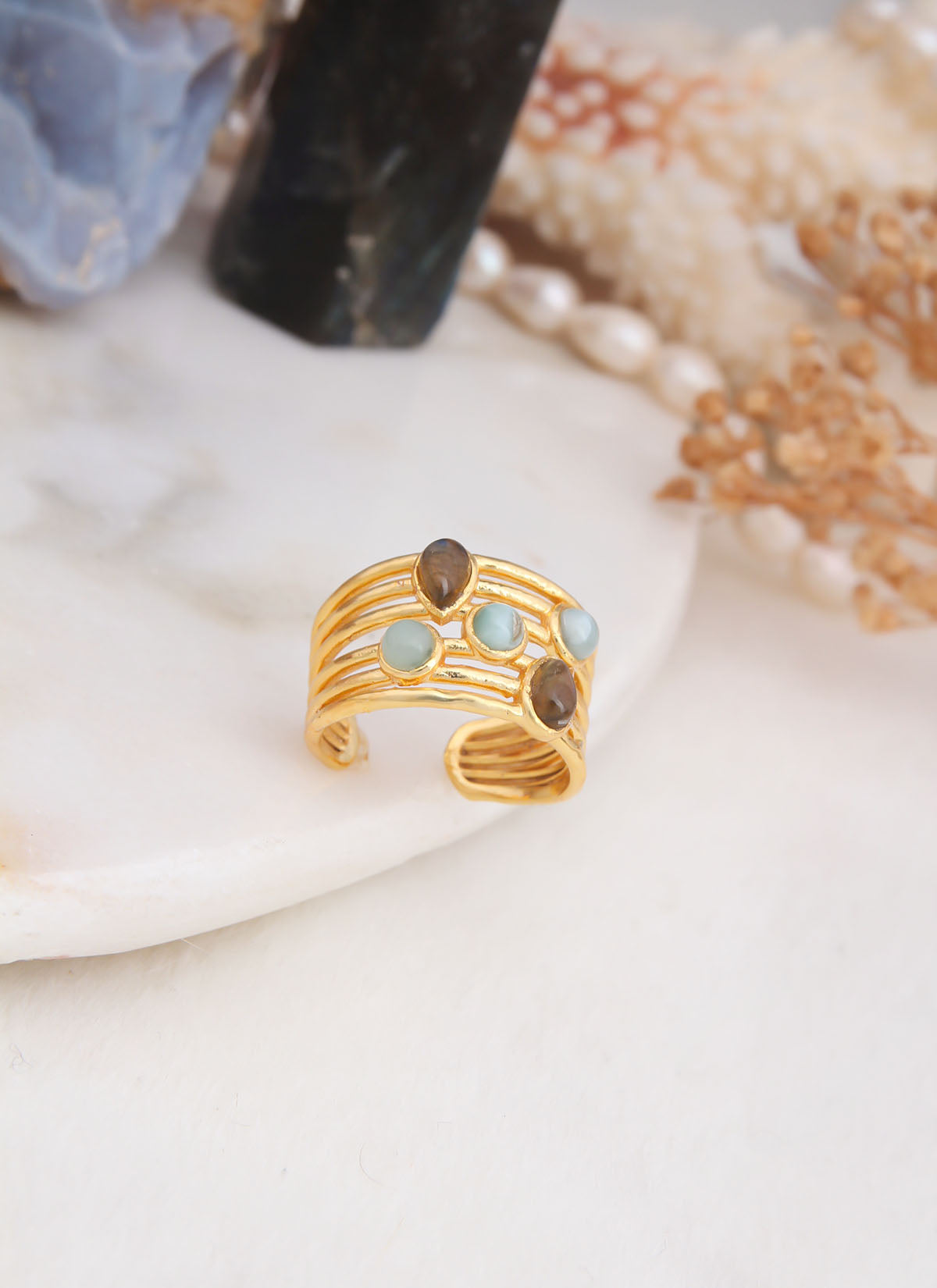 Amazonite & Tiger Eye Ring