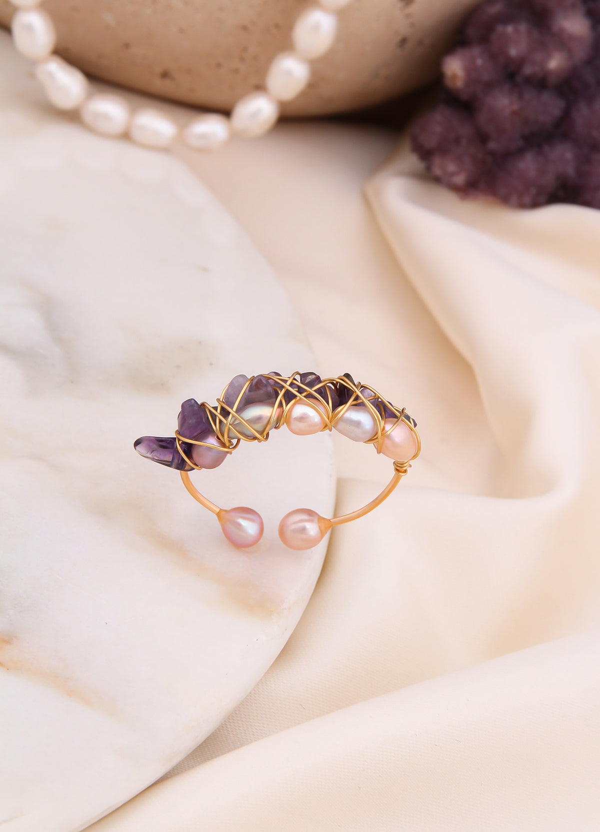 Amethyst & Pearl Ring