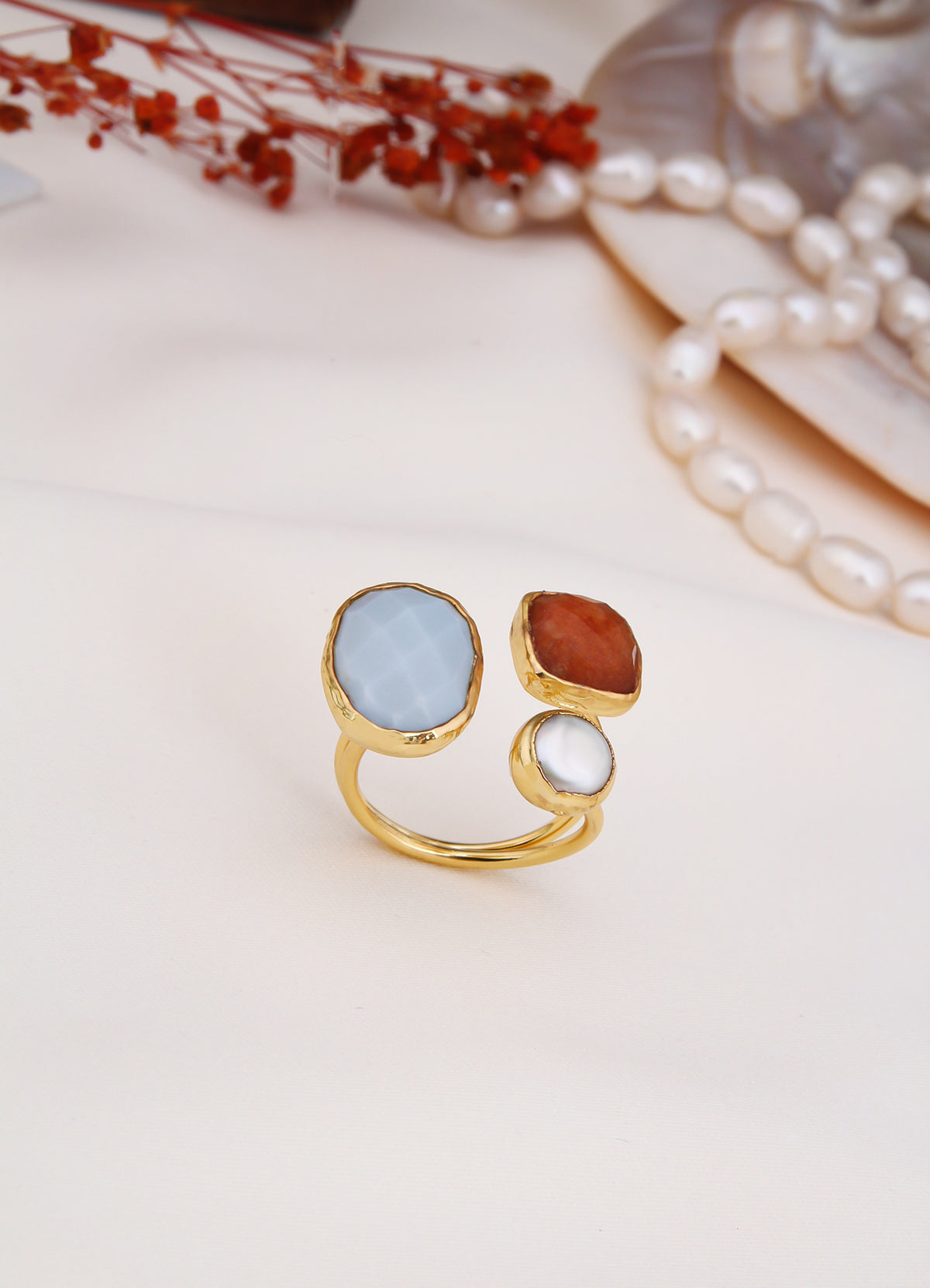 Agate & Pearl Ring