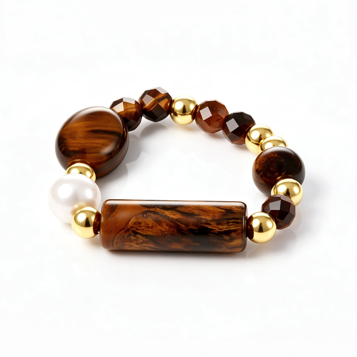 Tiger Eyes & Pearl Ring