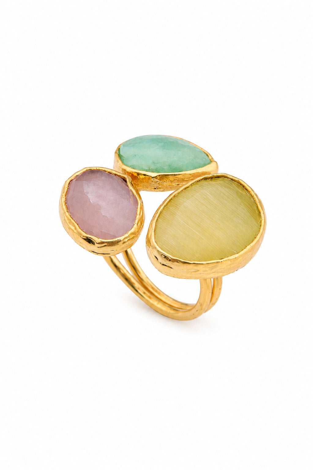 Amazonite & Cat Eyes Ring