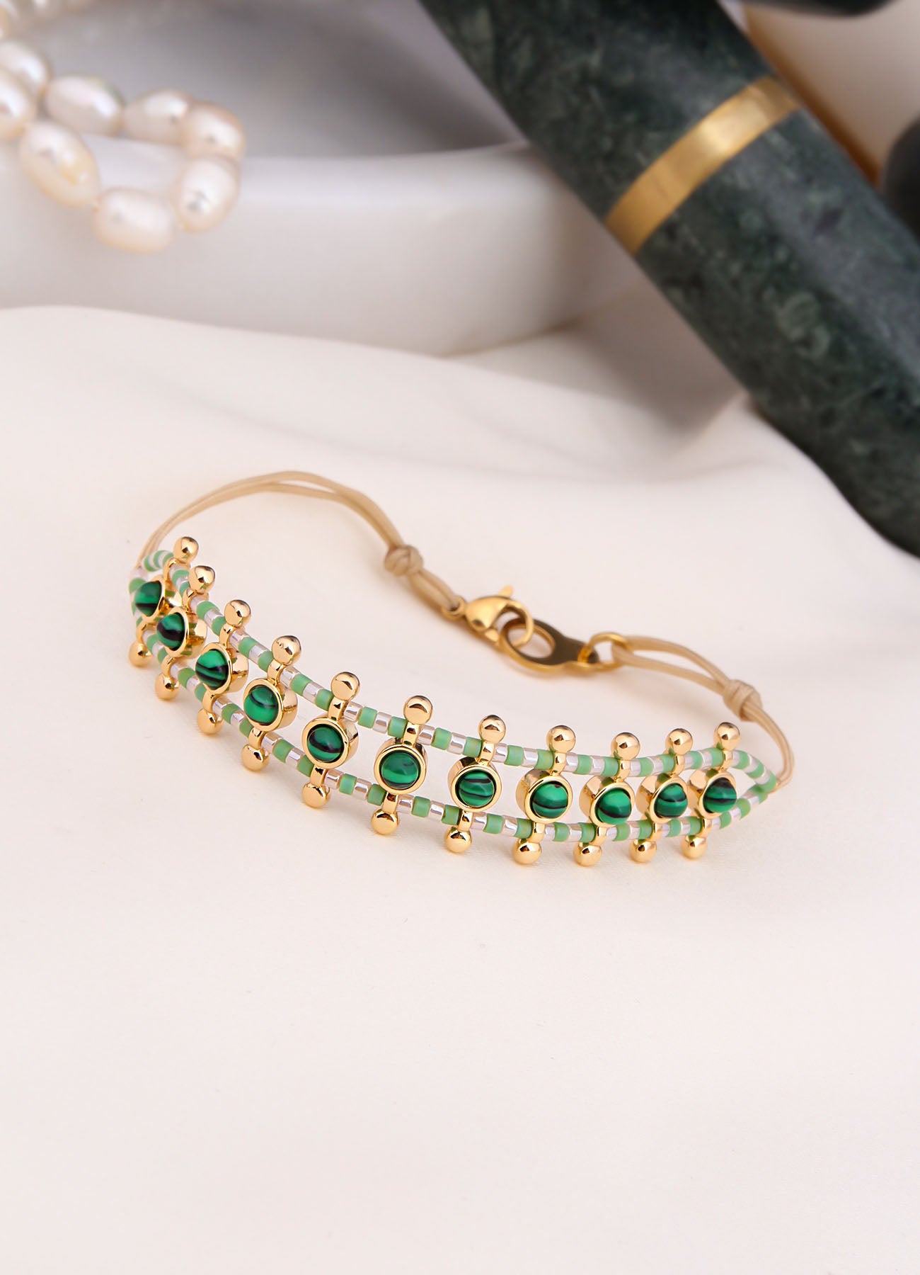 Charlize Malahite & Zircon Bracelets