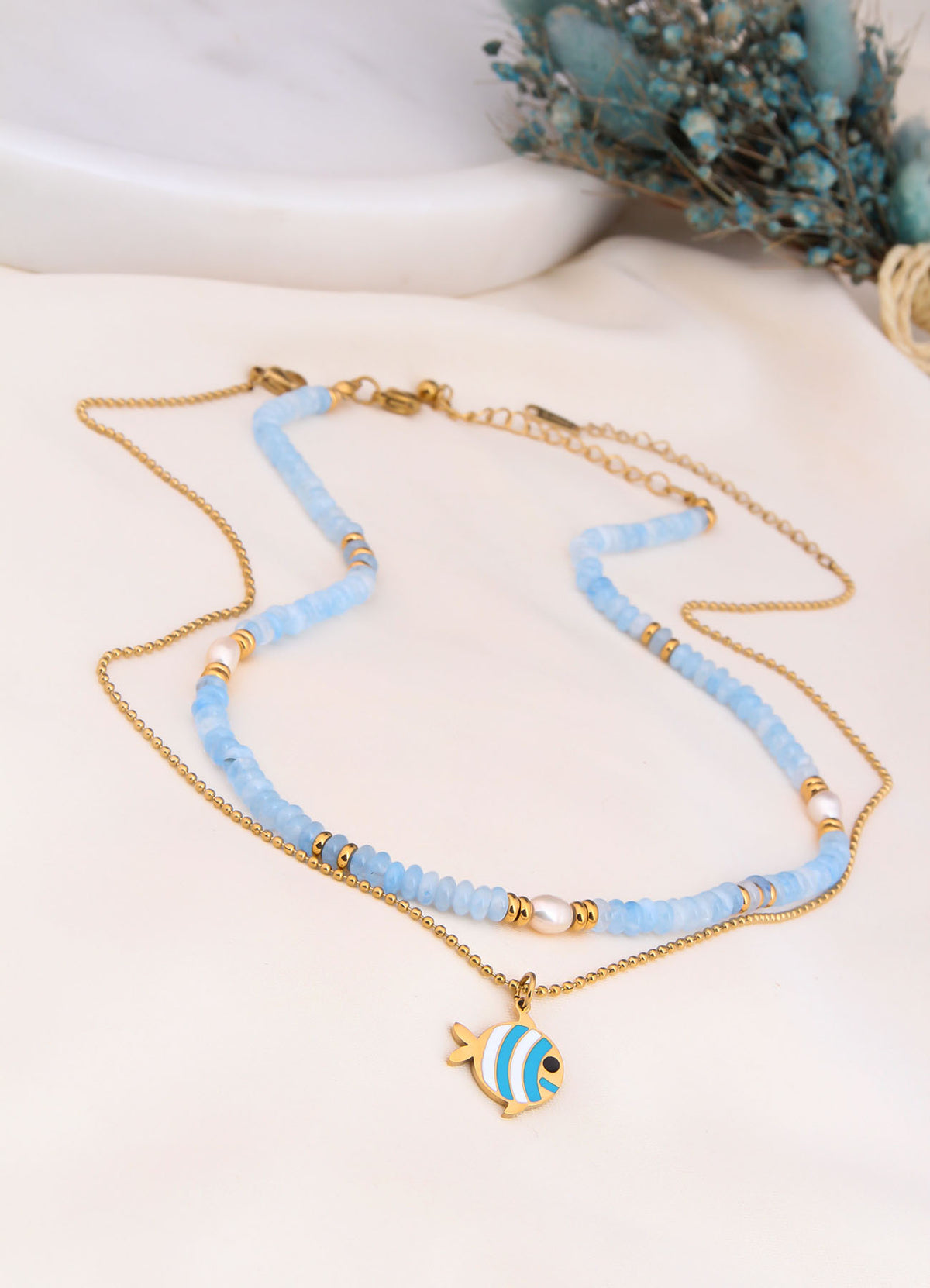 Aquamarine & Pearl Necklace