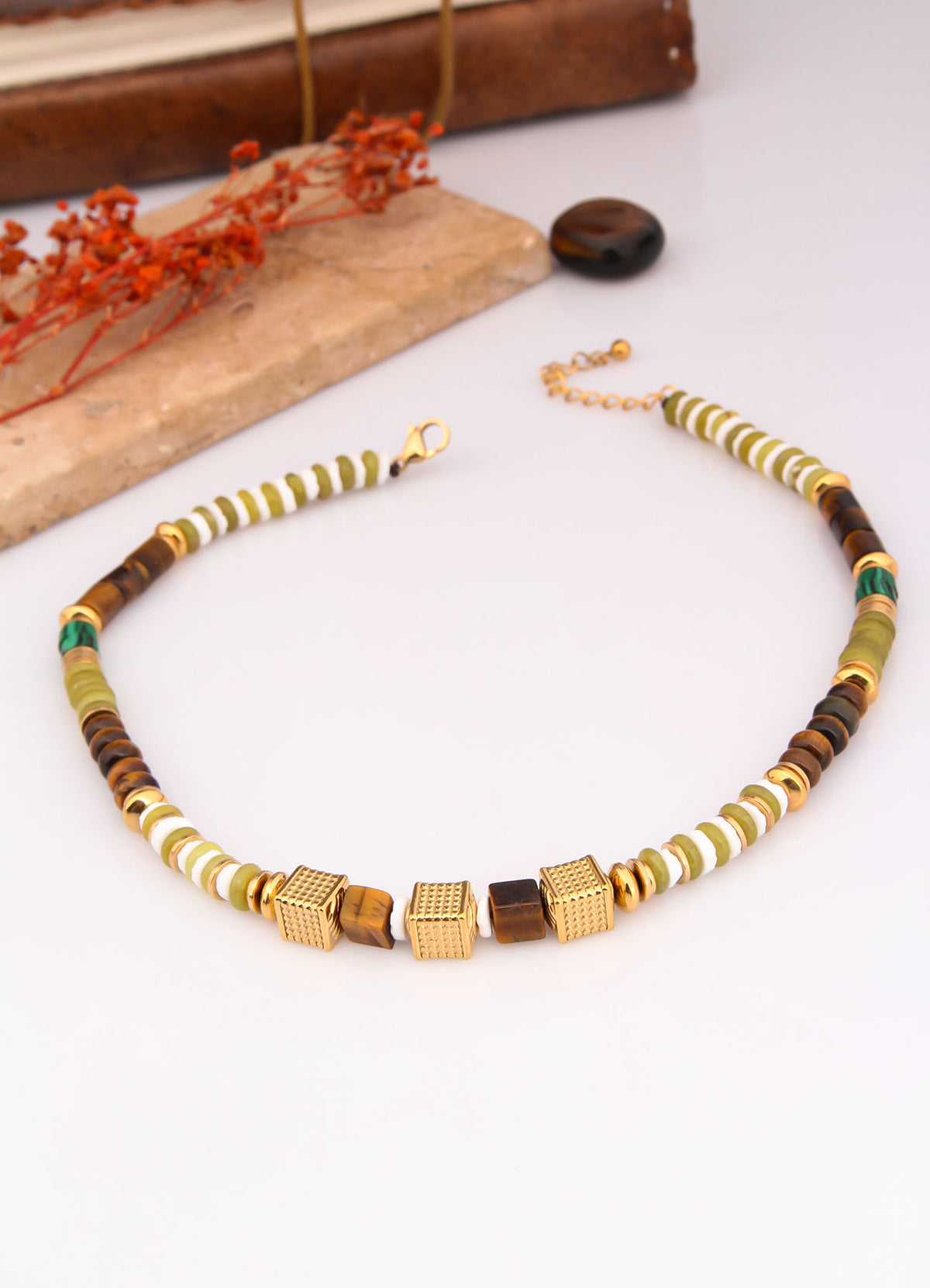 Tiger Eyes & Citrine & Jasper Necklace