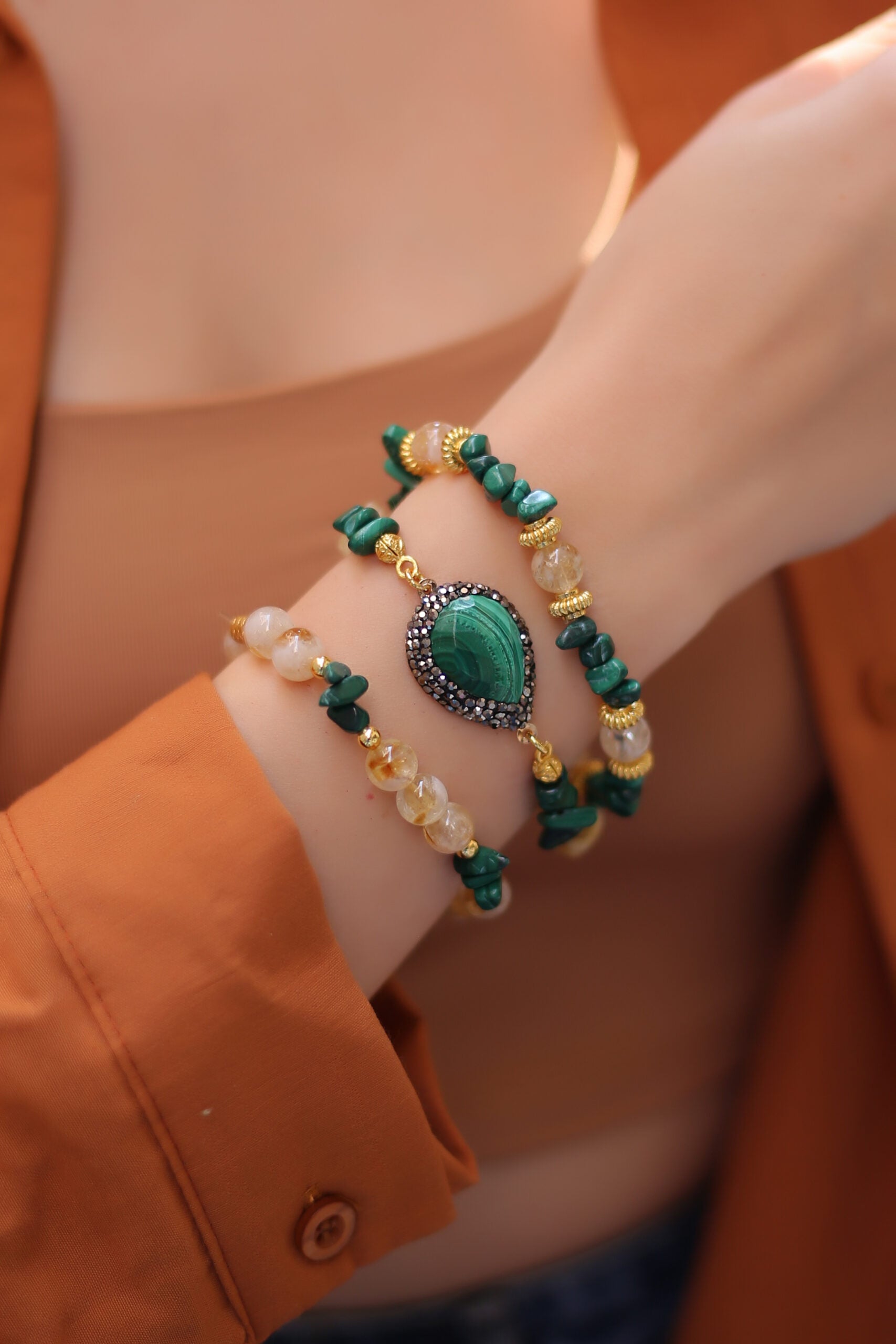 Malahite & Citrine Bracelet